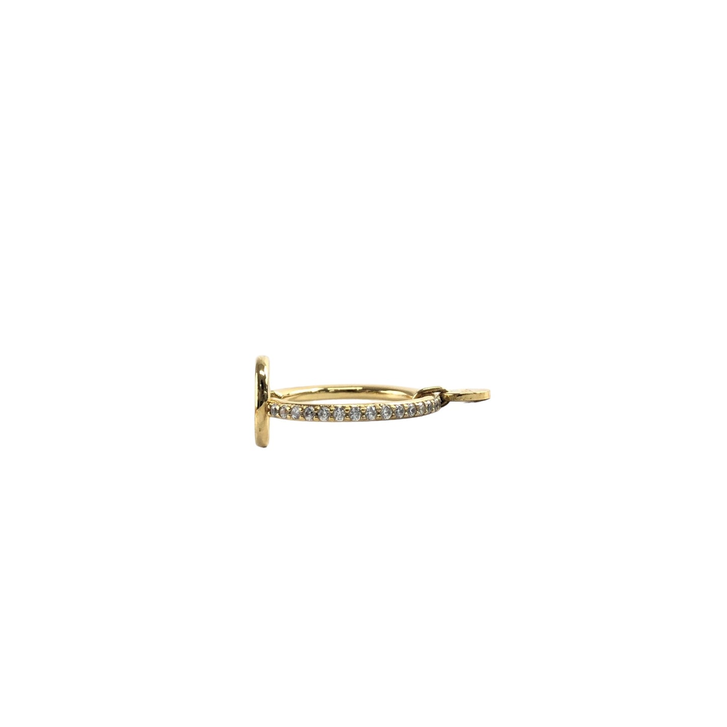 FENDI Logo Rhinestone Ring Gold Vintage 6gs24t