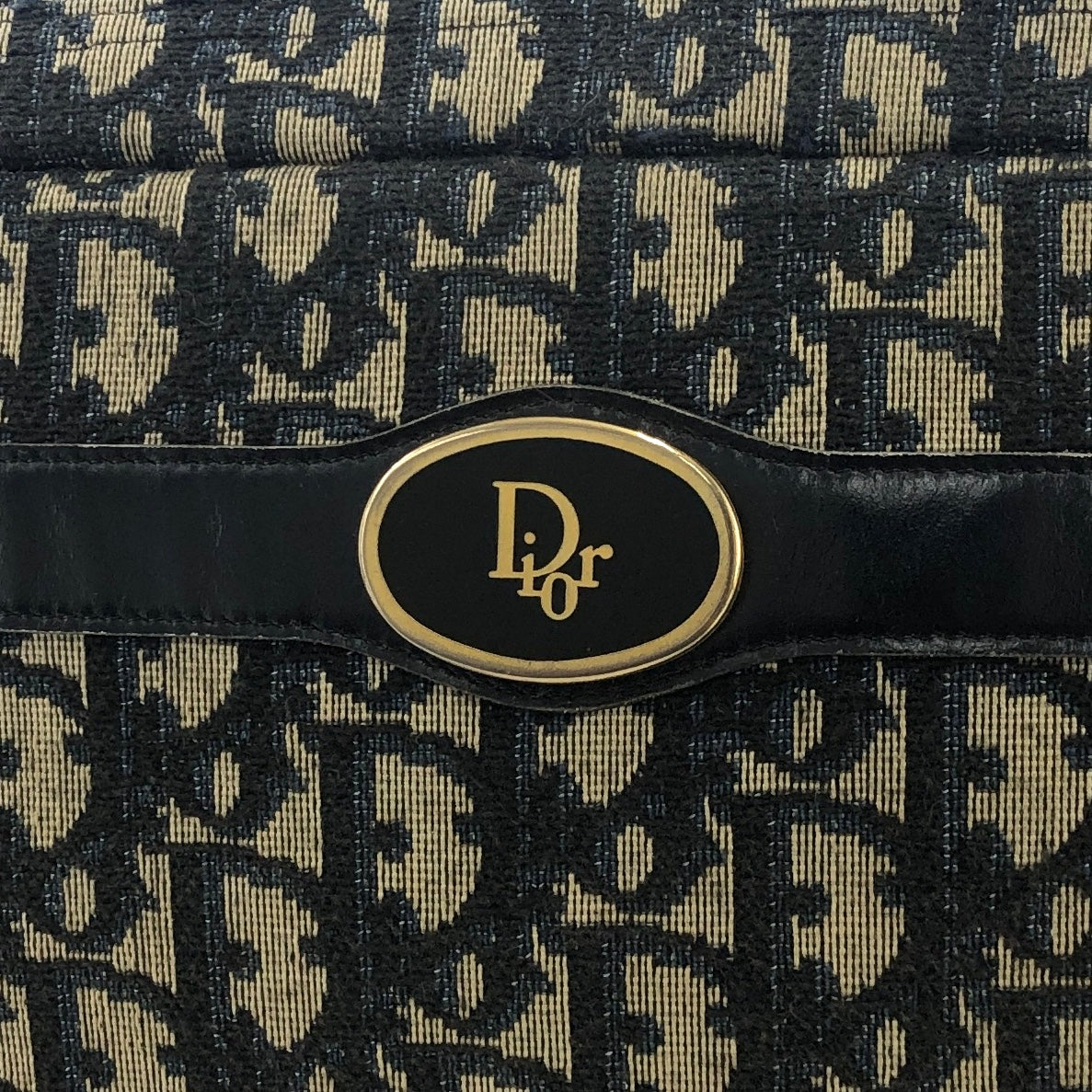 Christian Dior Trotter CD Logo Jacquard Leather Shoulder bag Navy Vintage gef6pa