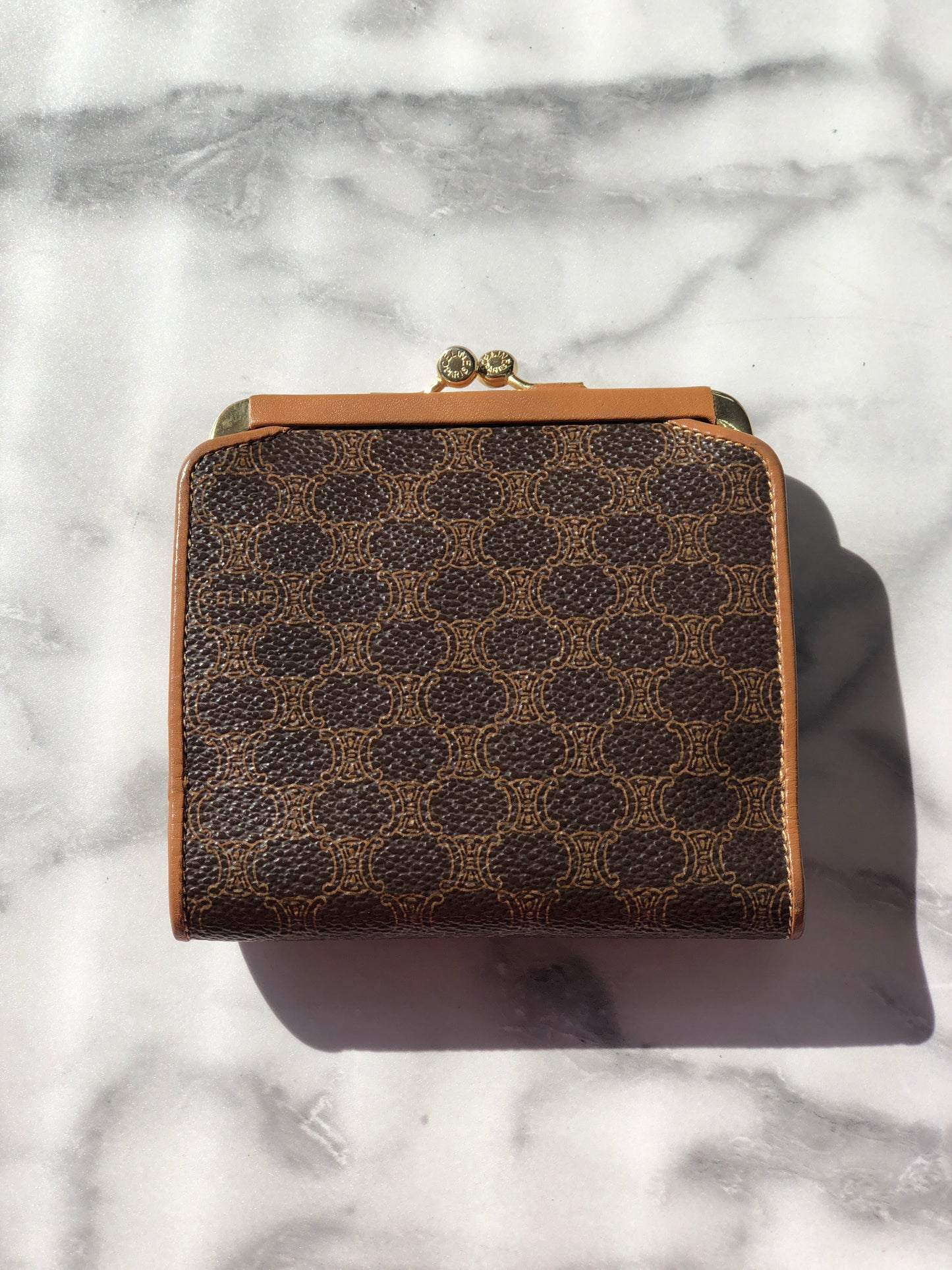 CELINE Macadam Triomphe Logo Motif Wallet Brown Vintage sbmwm4