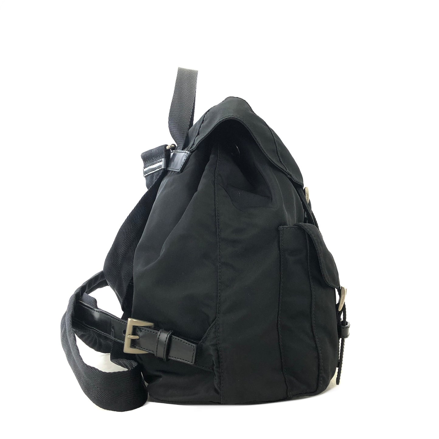 PRADA Triangle Logo Nylon Backpack Black Vintage e87423