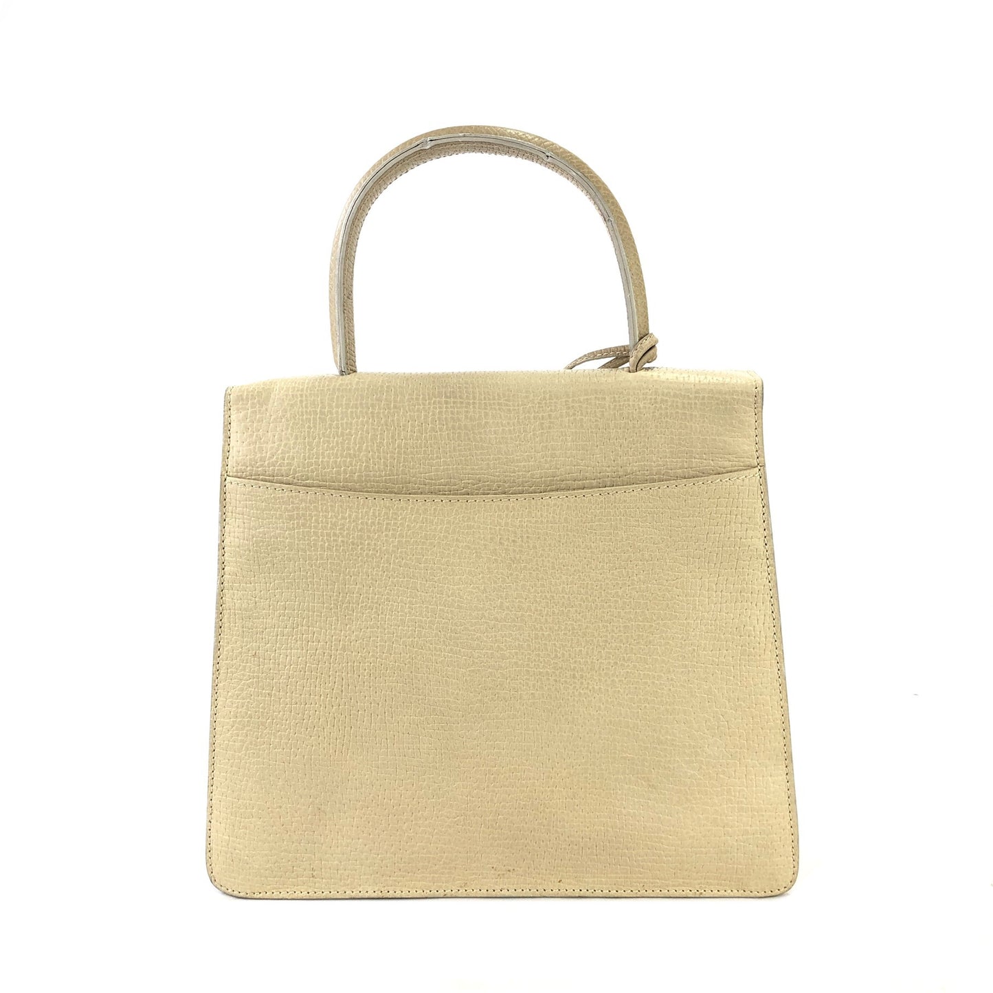 LOEWE Barcelona Bi-color Embossed Leather Handbag White Gray Vintage esxncn