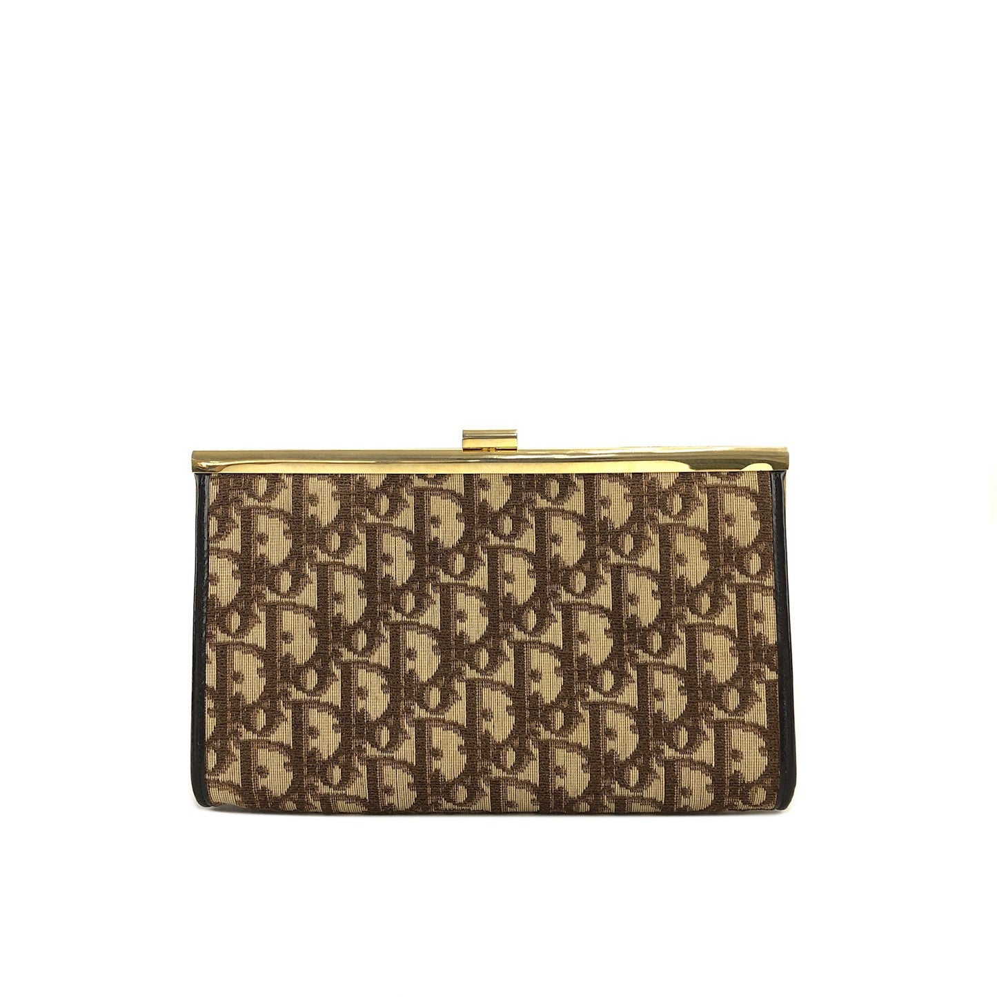 Christian Dior Trotter Jacquard Leather Clutch bag Brown Vintage tkk83n