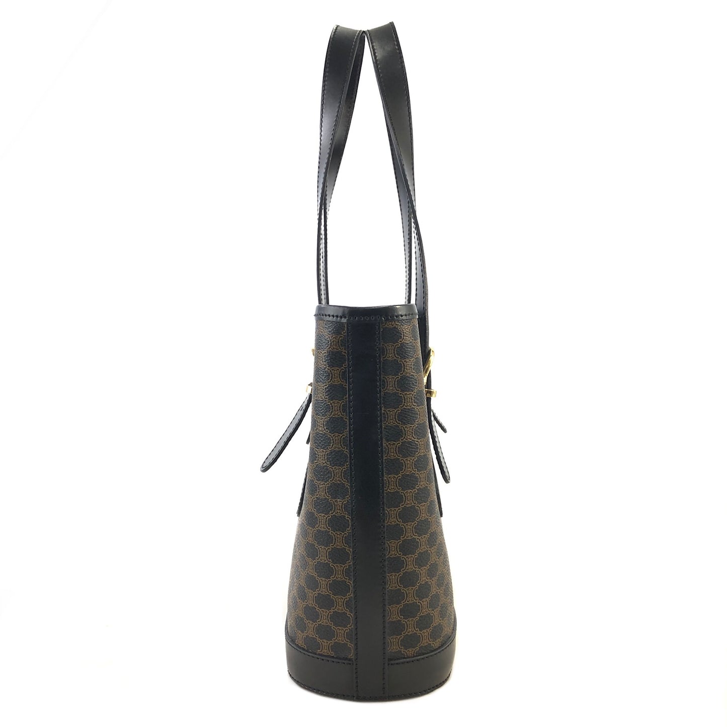 CELINE Macadam Leather Handbag Totebag Black Vintage at6psz