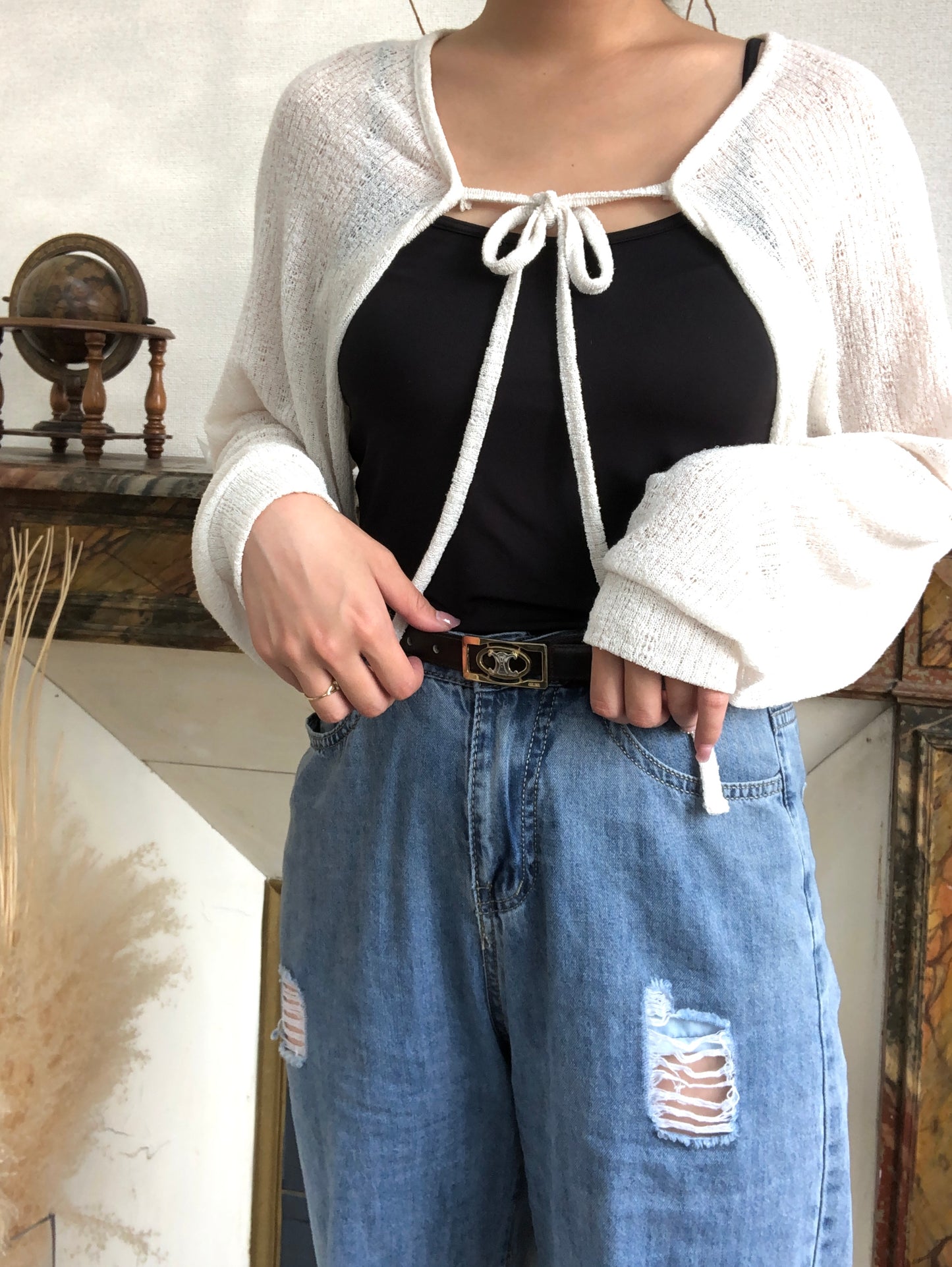 CELINE Triomphe Leather Belt Brown Vintage db3hxc