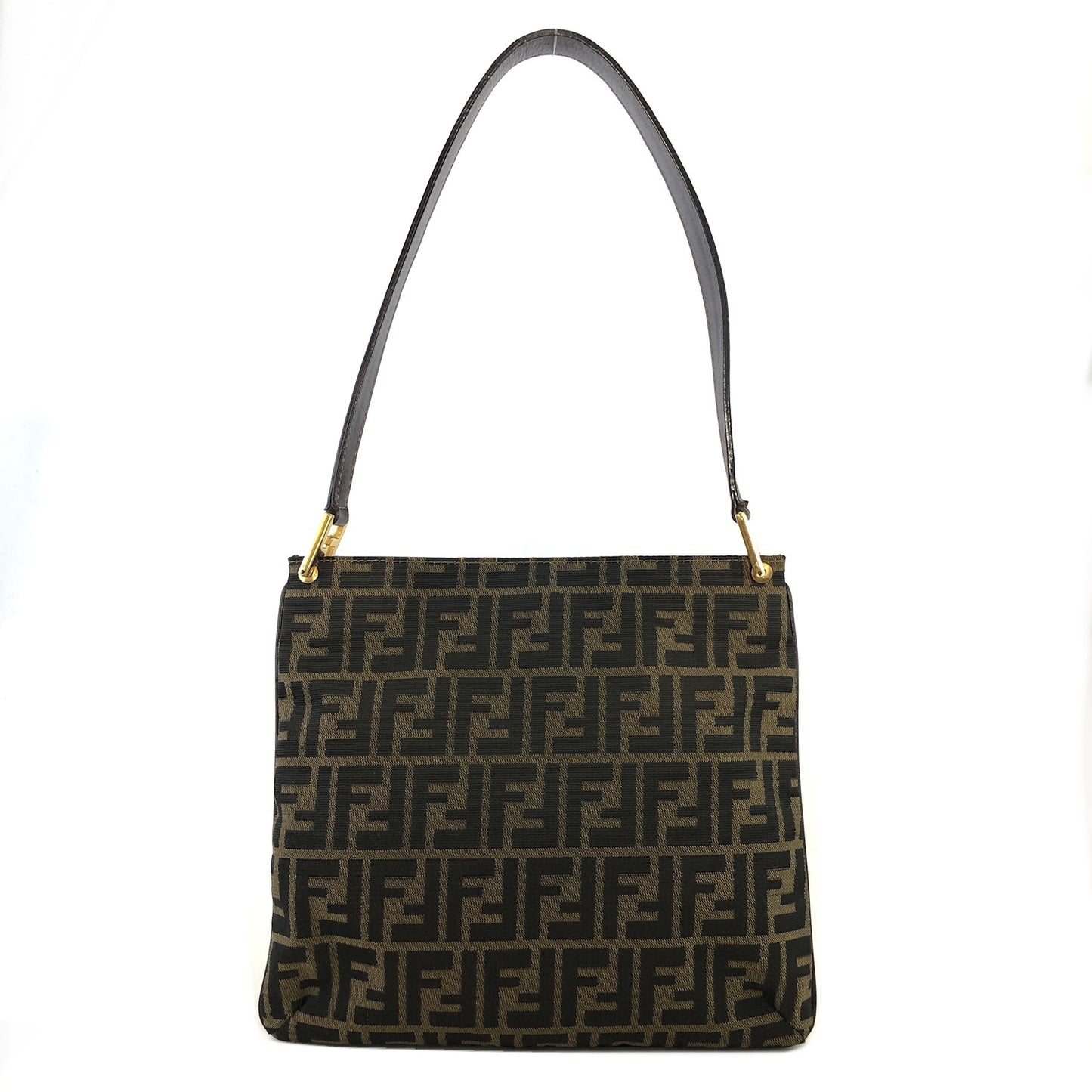 FENDI Zucca Jacquard Leather Shoulder bag Brown Vintage nxiyf3