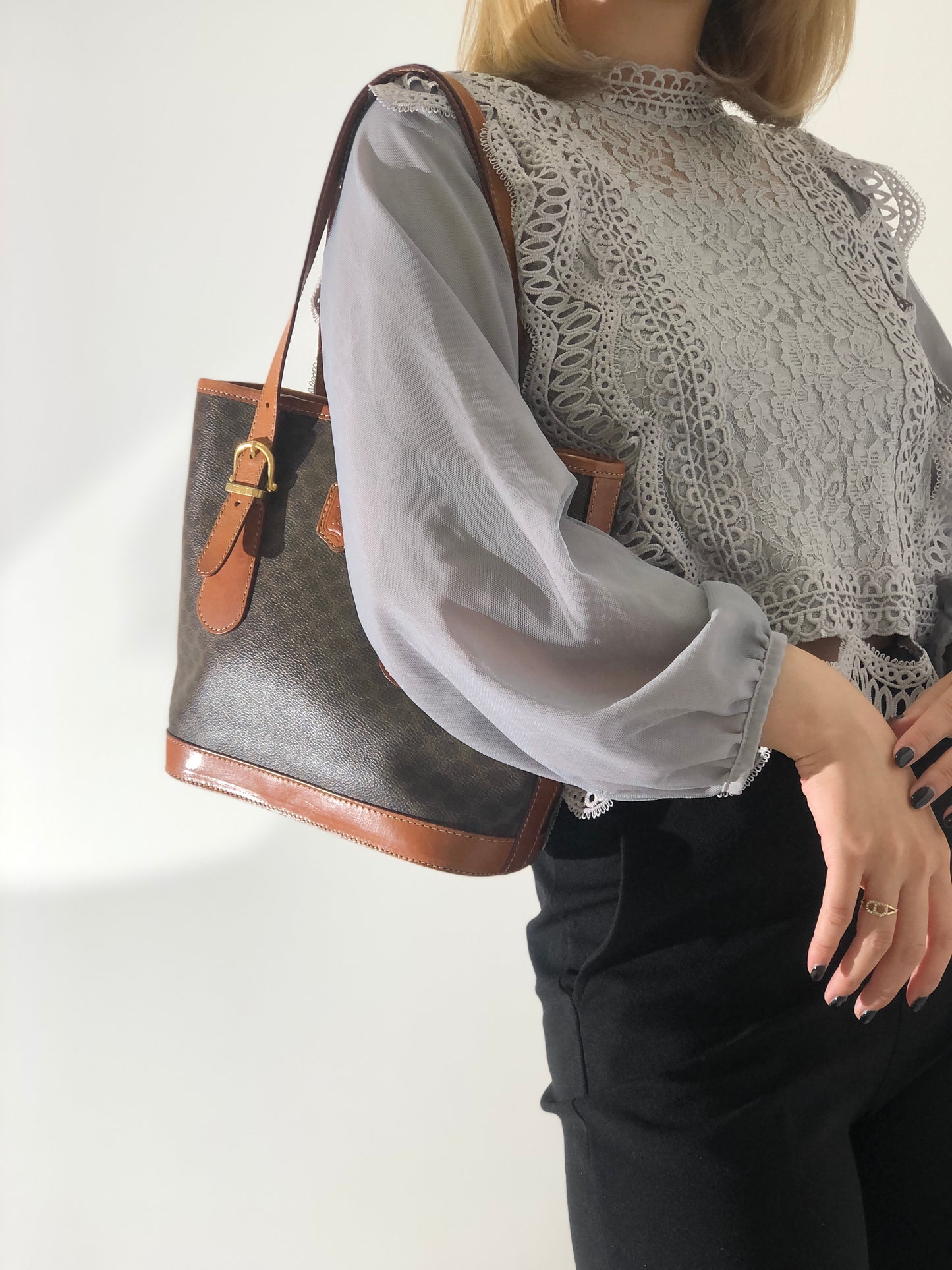 CELINE Macadam Blason Leather Totebag Brown Vintage 8dkvx4