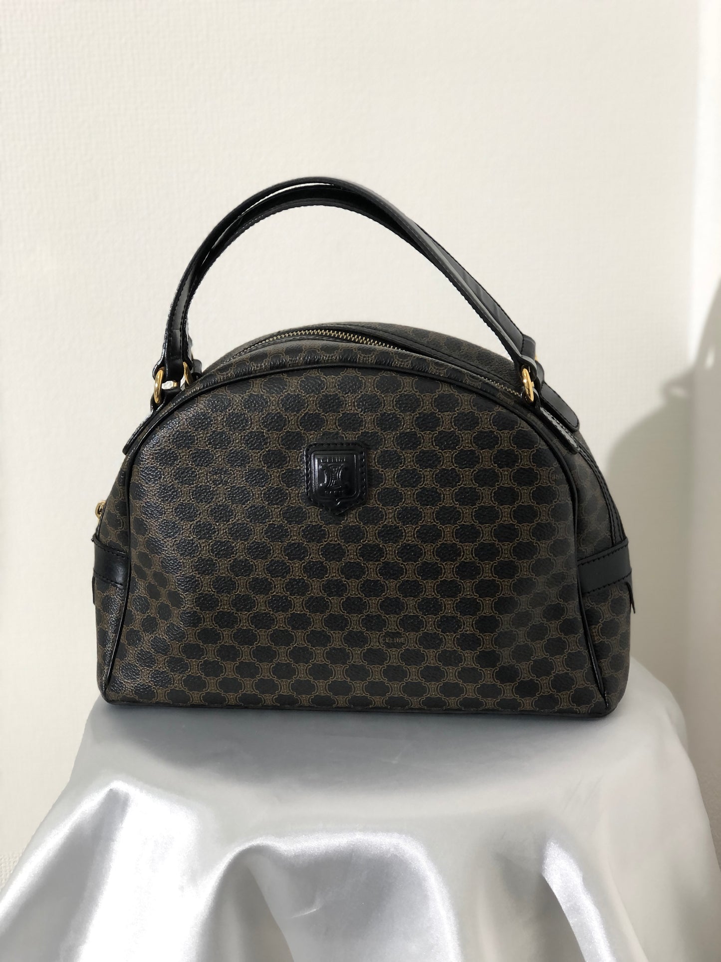 CELINE Macadam Blason Half Round Handbag Black Vintage a78a54