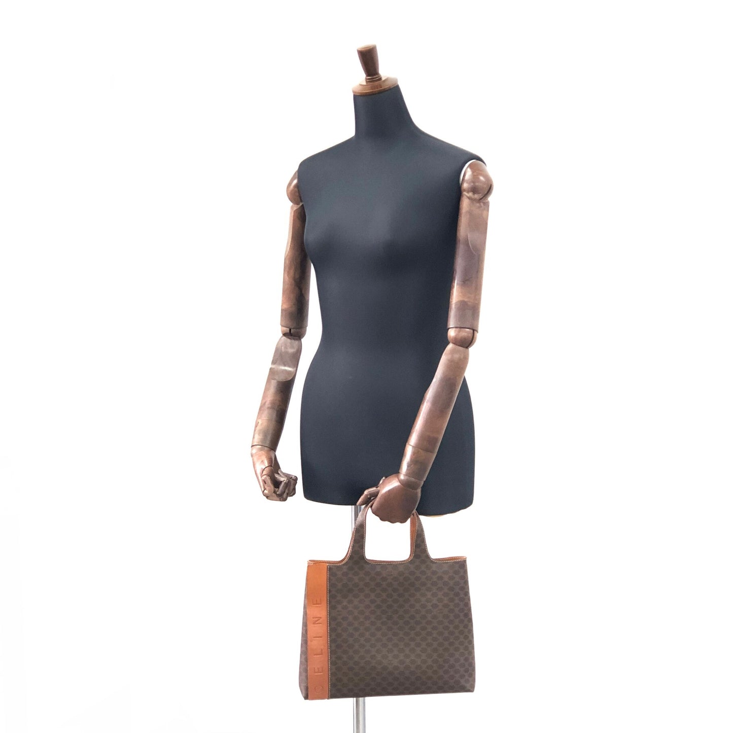 CELINE Macadam Logo Handbag Brown Vintage j4guu8
