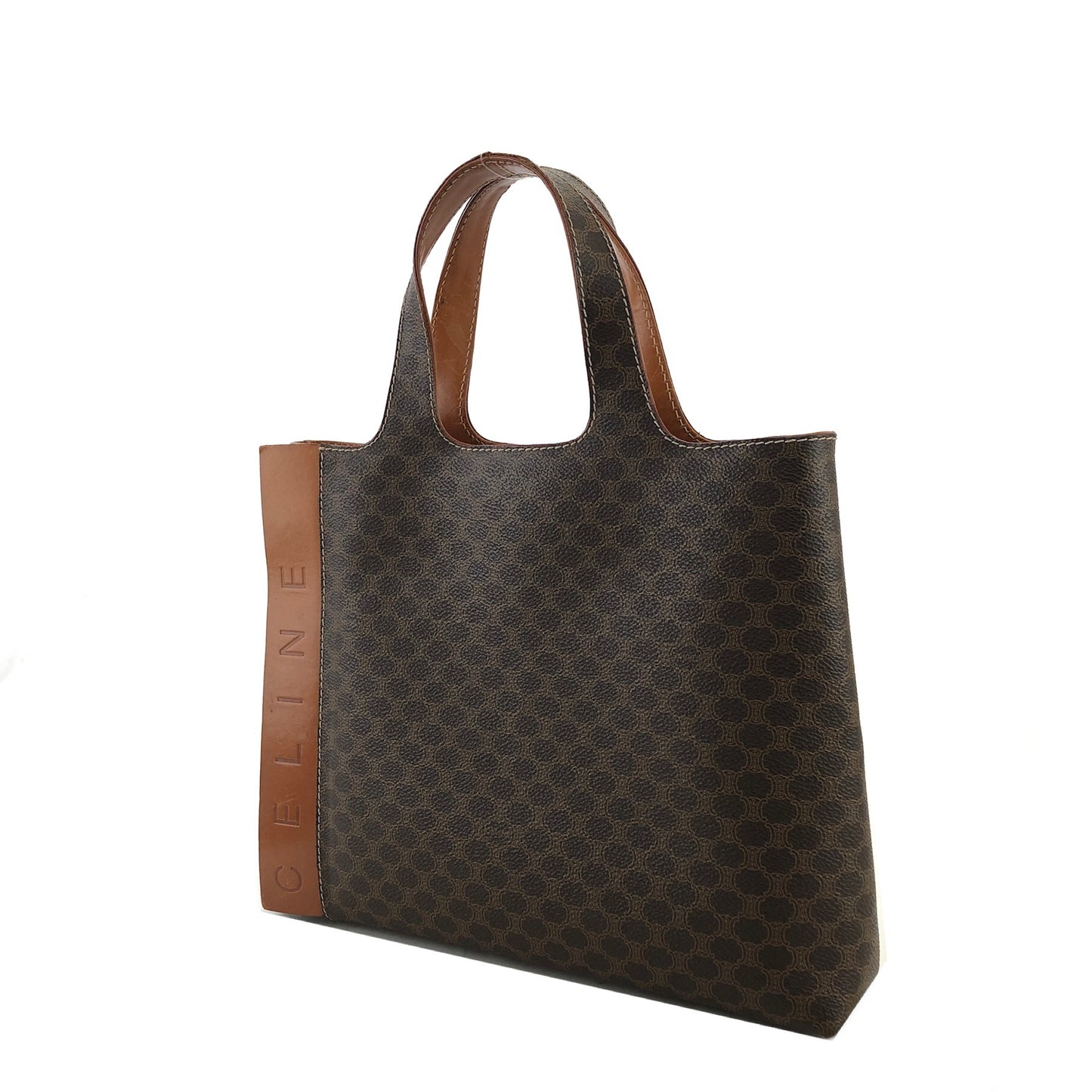 CELINE Macadam Logo Handbag Brown Vintage j4guu8
