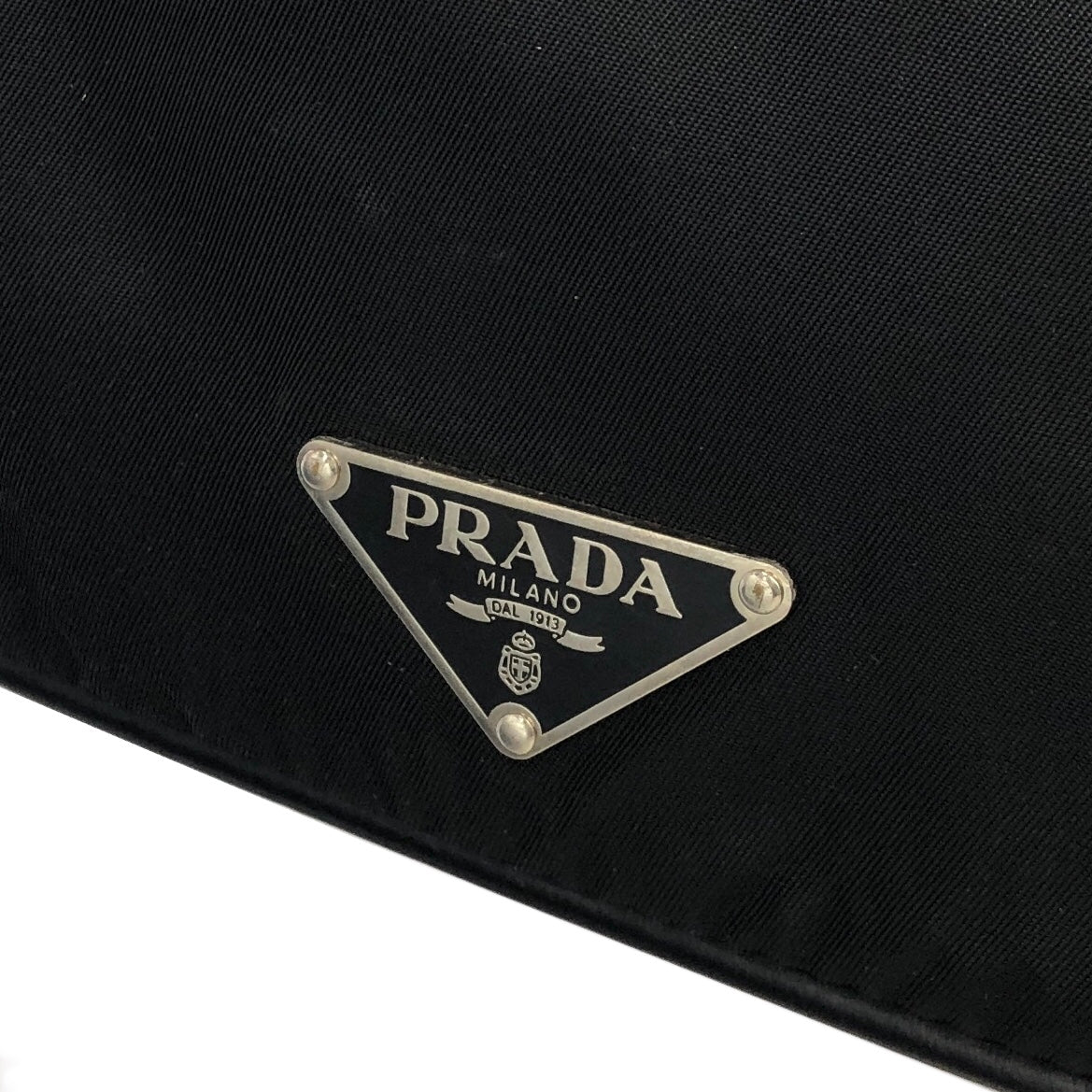 PRADA Triangle Logo Nylon Handbag Hobobag Black Vintage 4iznea