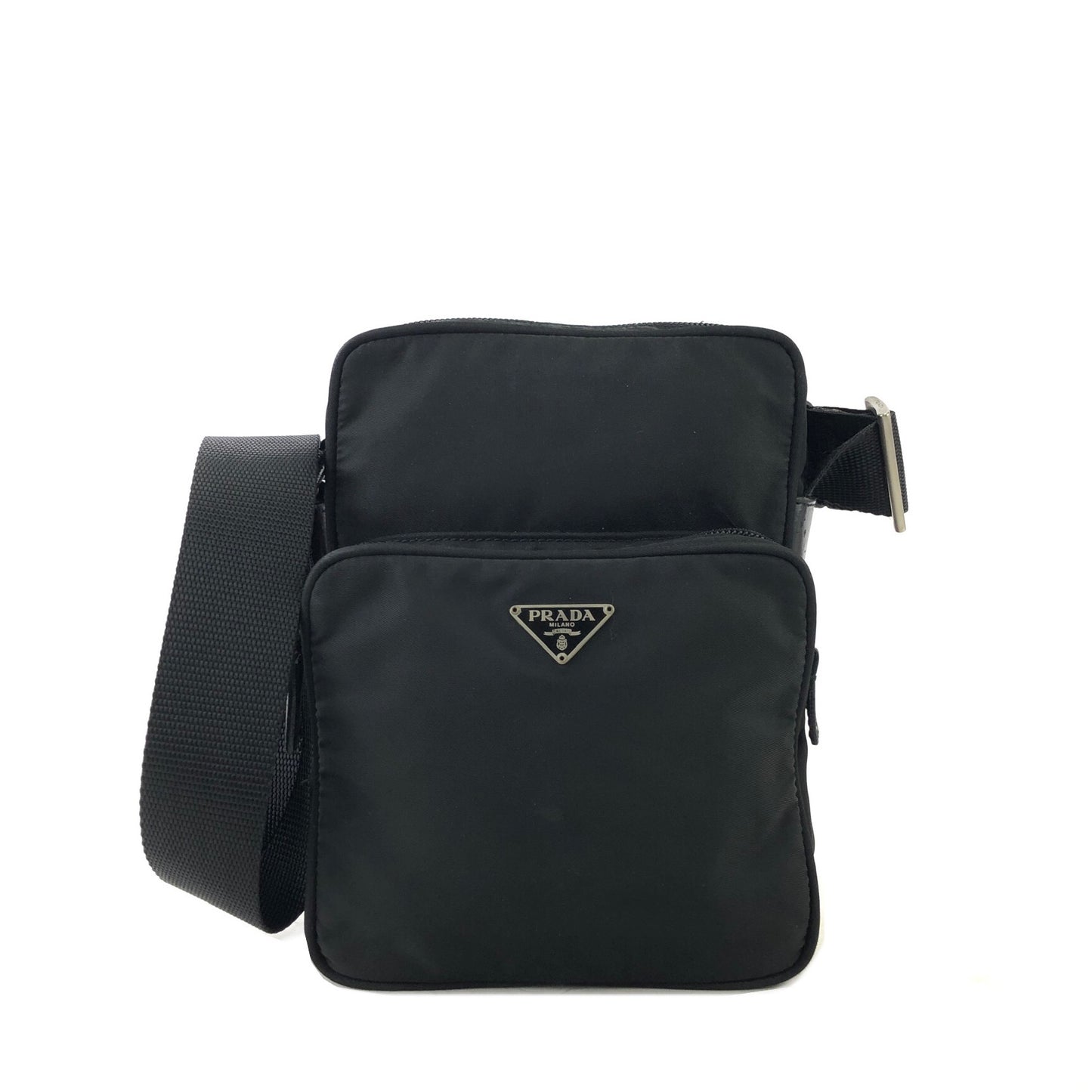 PRADA Triangle Logo Nylon Small Crossbody Shoulder bag Black Vintage w68v5d