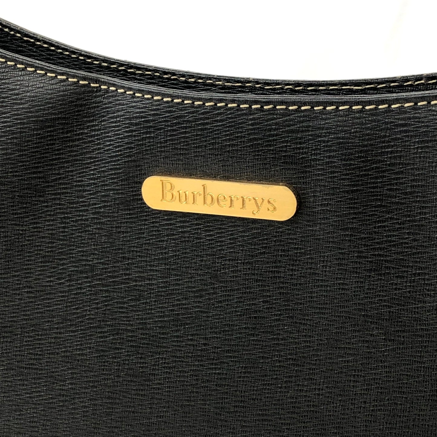 Burberrys Logo Motif Leather Shoulder bag Black Vintage cd8br3