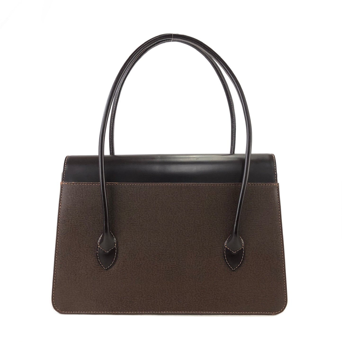 Burberrys Logo Leather Handbag Brown Vintage yxhneg