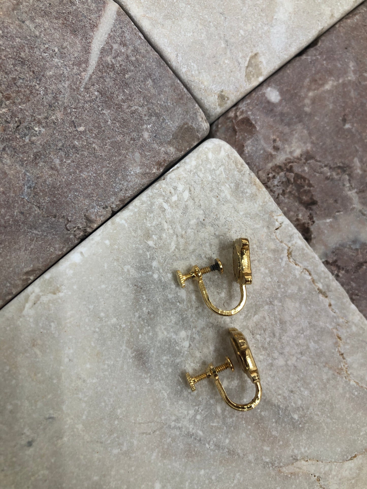 CELINE Triomphe Earrings Gold Vintage mnkdhs