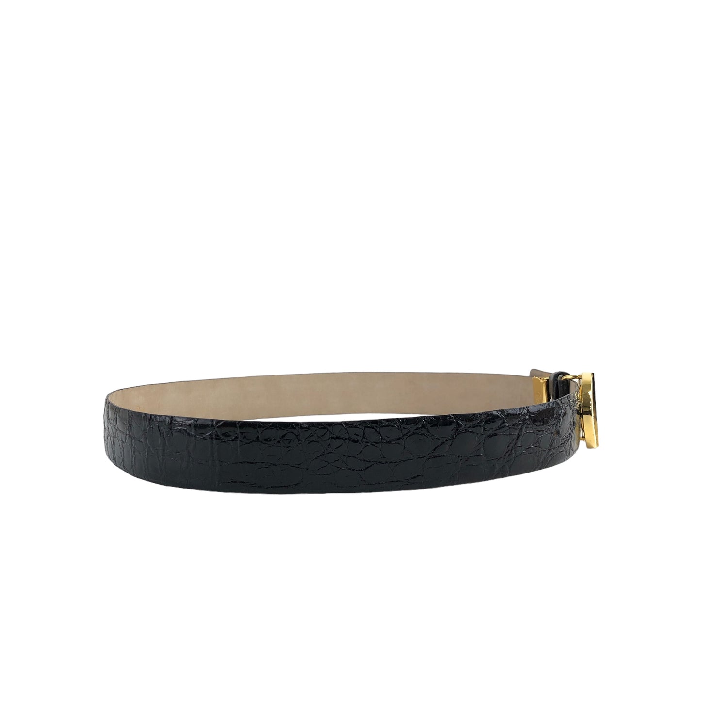 Christian Dior 帶扣皮革腰帶 黑色、金色 復古 3yfefk
