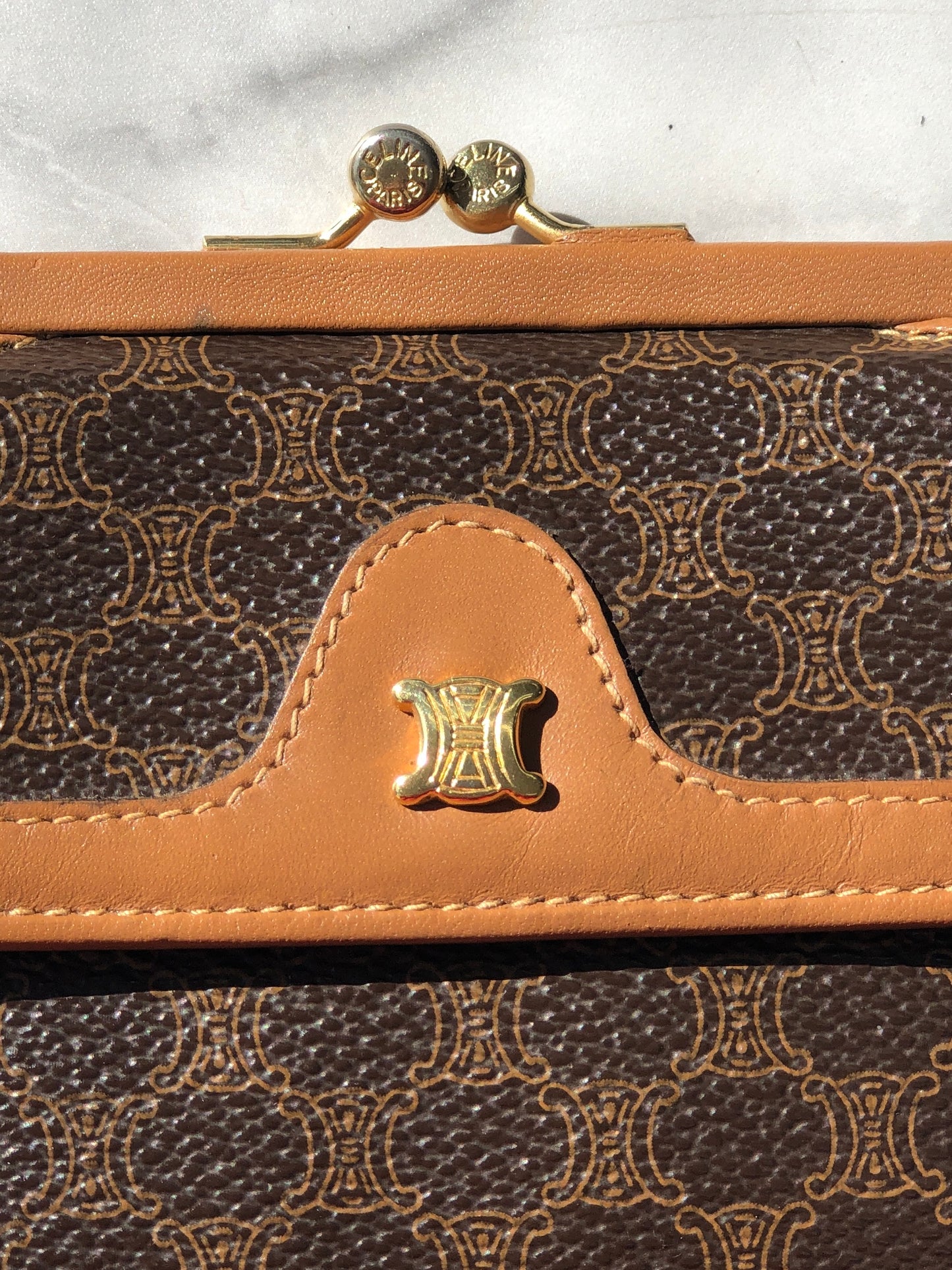 CELINE Macadam Triomphe Logo Motif Wallet Brown Vintage sbmwm4