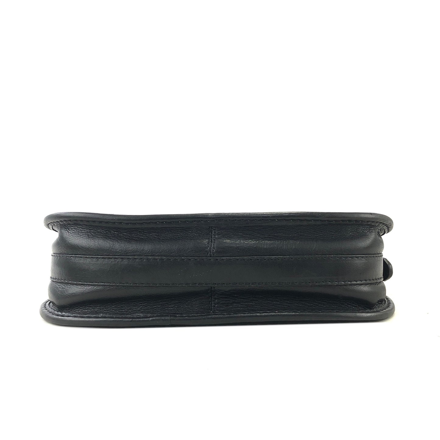CELINE Gancini Leather Crossbody Shoulder bag Black Vintage 243mx8