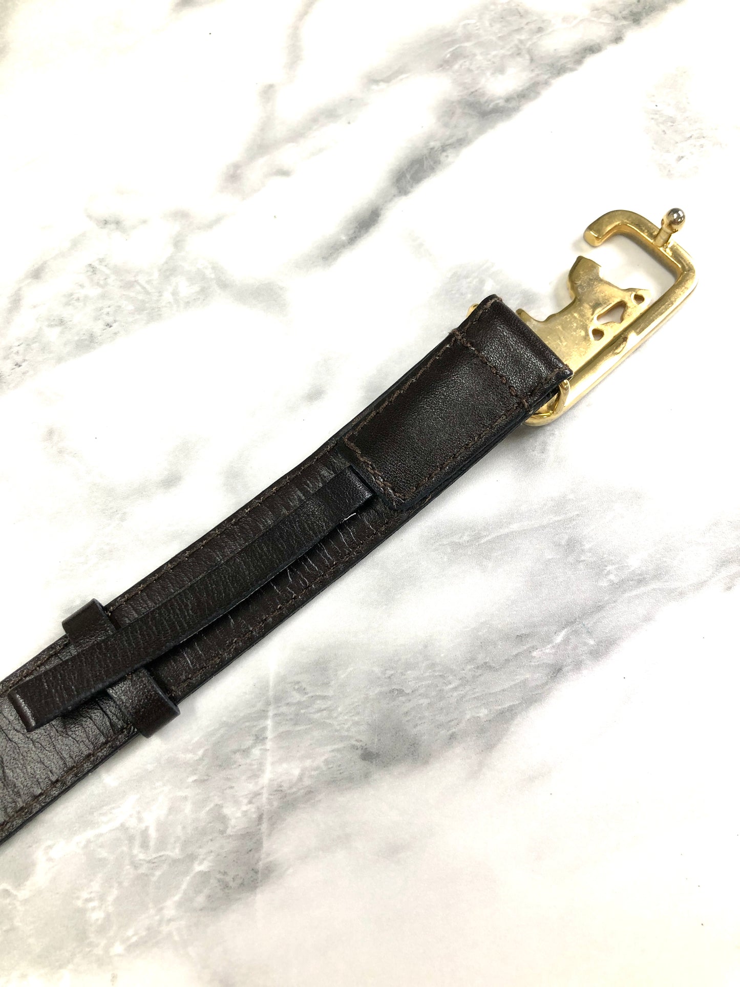 CELINE 馬車皮帶 棕色 復古 tcpt23
