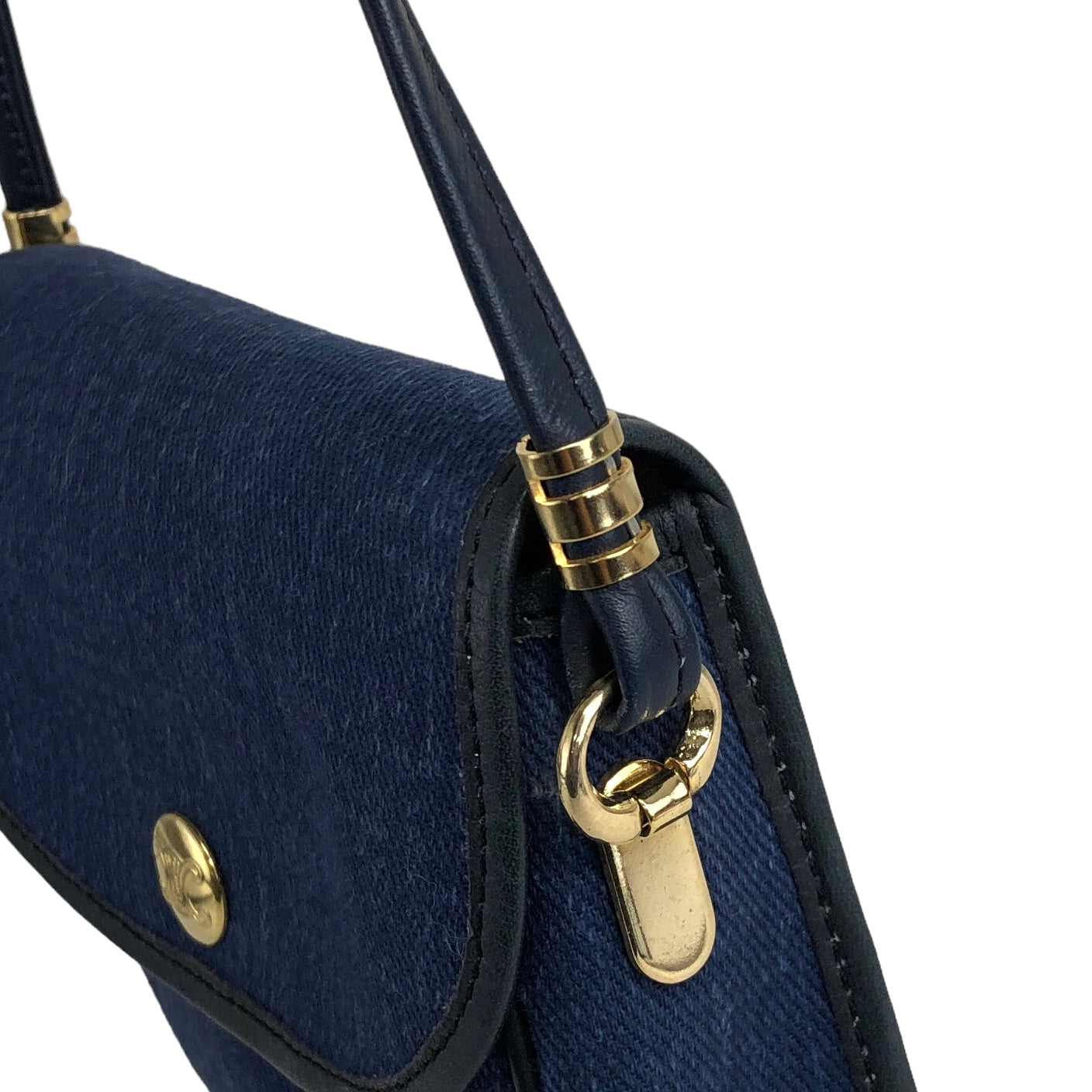 CELINE Blason Denim Small Shoulder bag Indigo Vintage x5cwtz