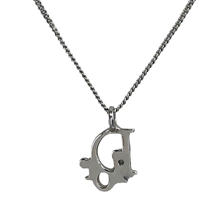 Christian Dior DIOR Logo Necklace Silver Vintage nnhi2n