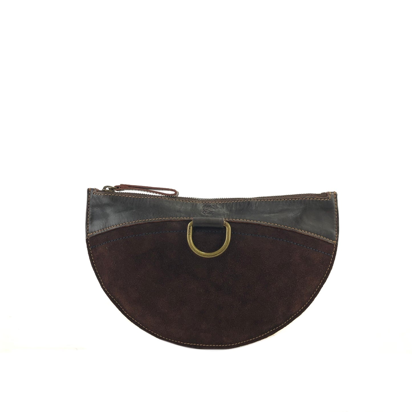 LOEWE Anagram Suede Leather Pouch Brown Vintage xww4yf
