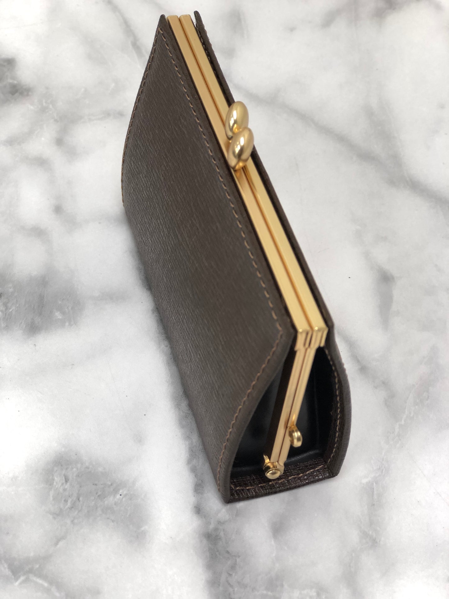 Burberry Logo Motif Leather Wallet Coin Purse Brown Vintage eim73c