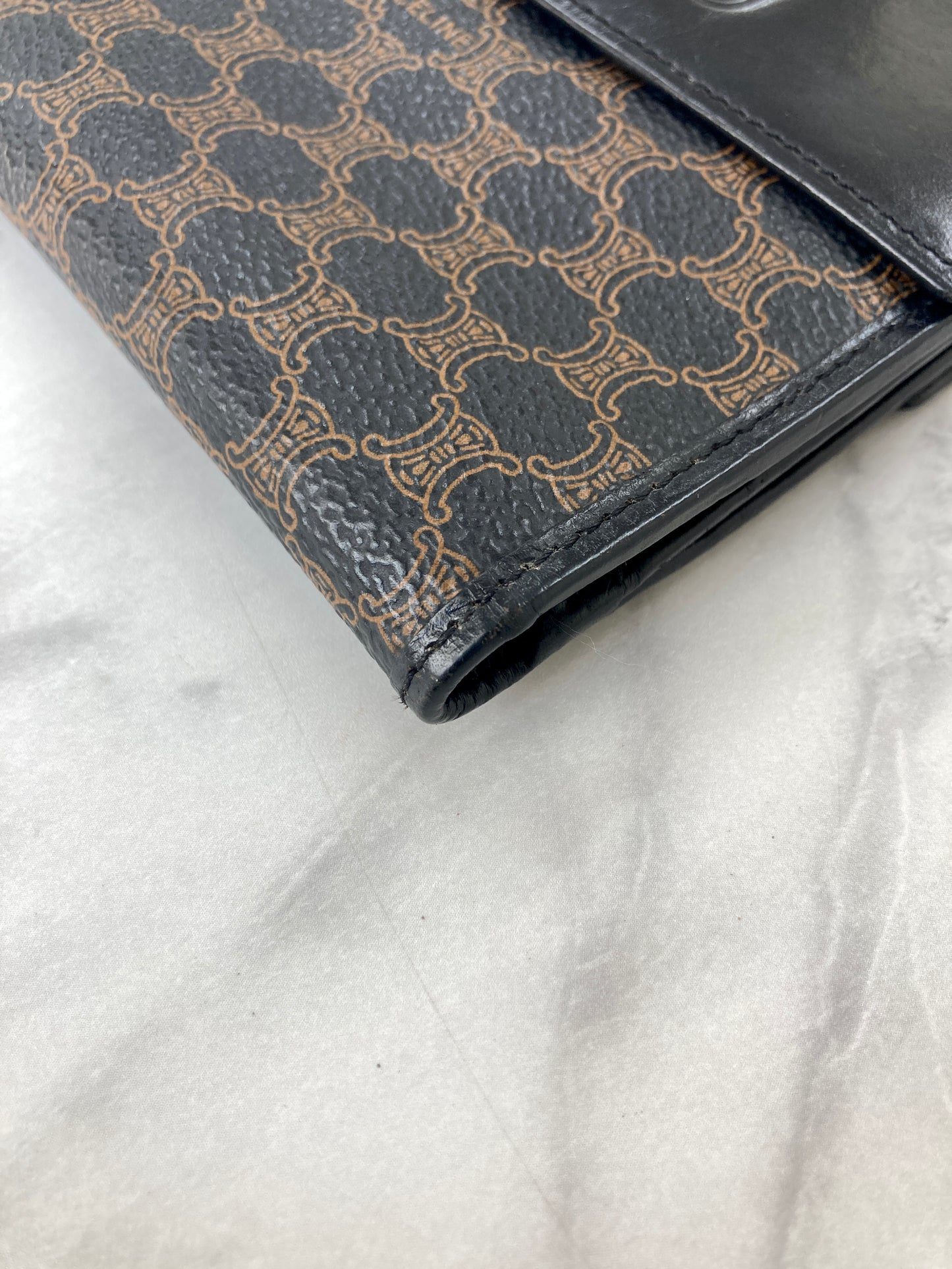 CELINE Macadam Blason Folded Wallet Black Vintage 4vg8wr