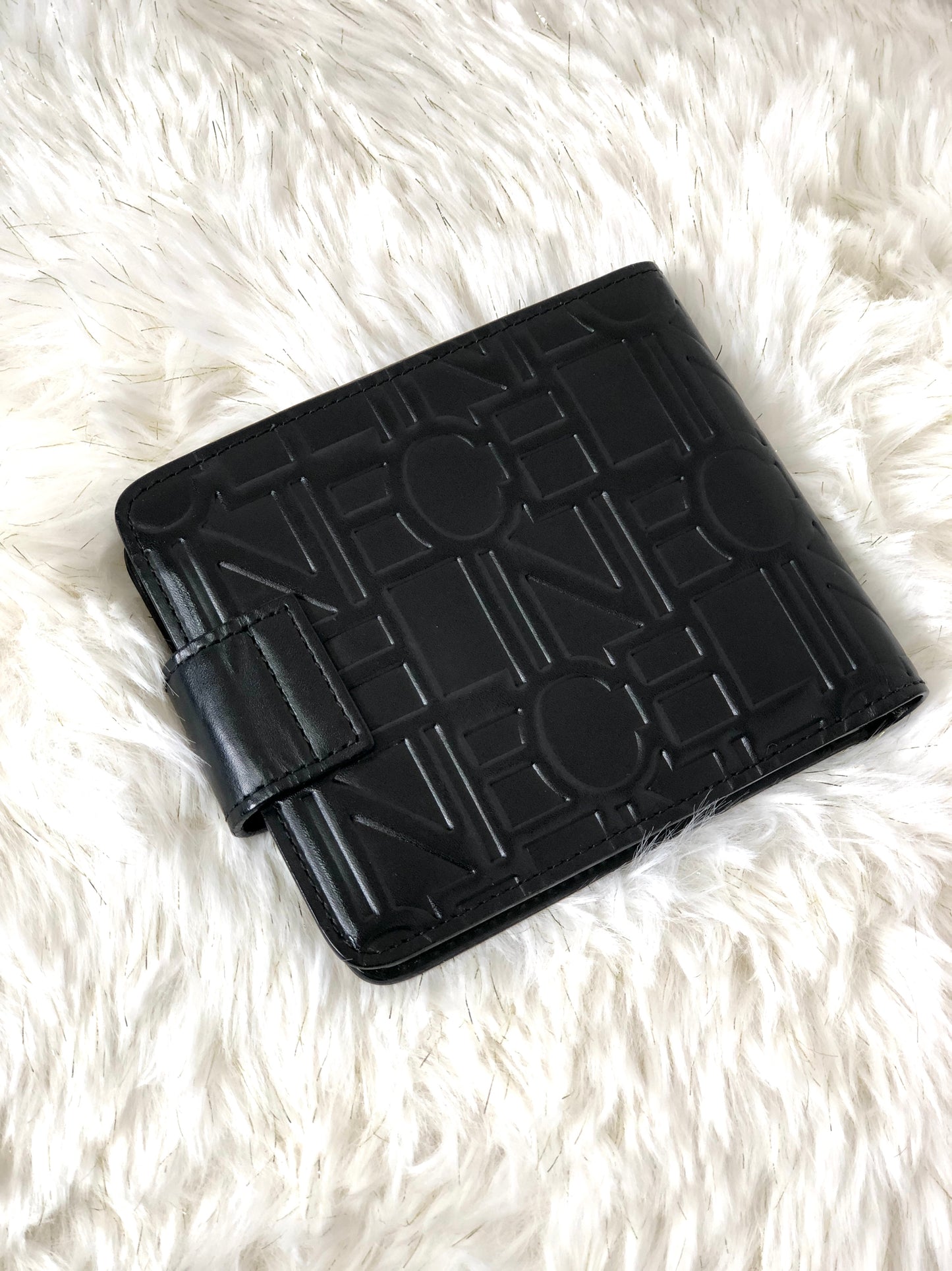 CELINE 標誌皮革折疊錢包黑色復古 zi5srk