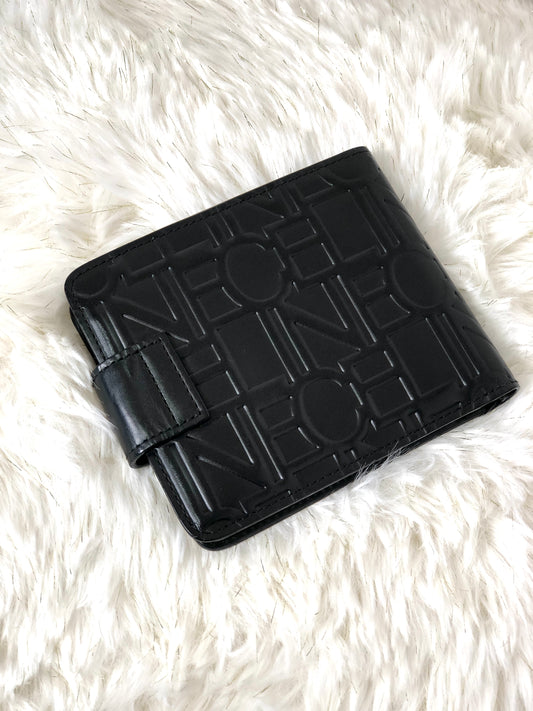 CELINE Logo Leather Folded Wallet Black Vintage zi5srk