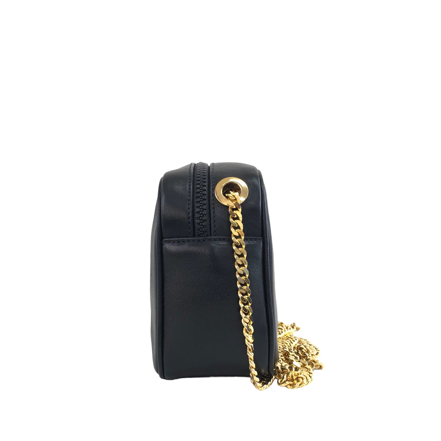CELINE Triomphe 皮革鏈條單肩包 黑色 復古 jigb5w