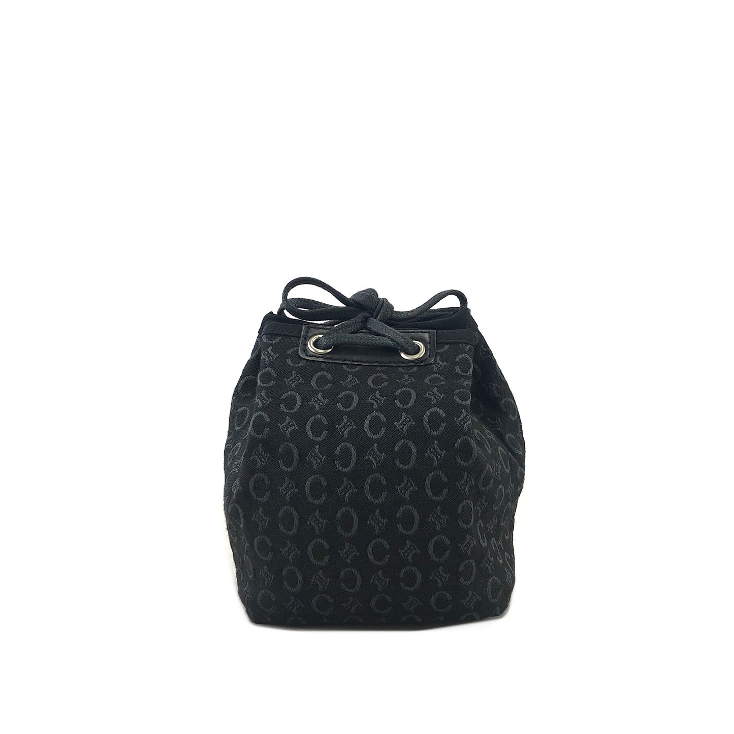 CELINE C Macadam Blason Jacquard Drawstring Pouch Black Vintage g24mcz