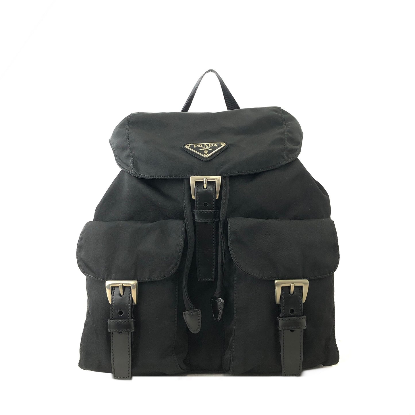 PRADA Triangle Logo Nylon Backpack Black Vintage e87423