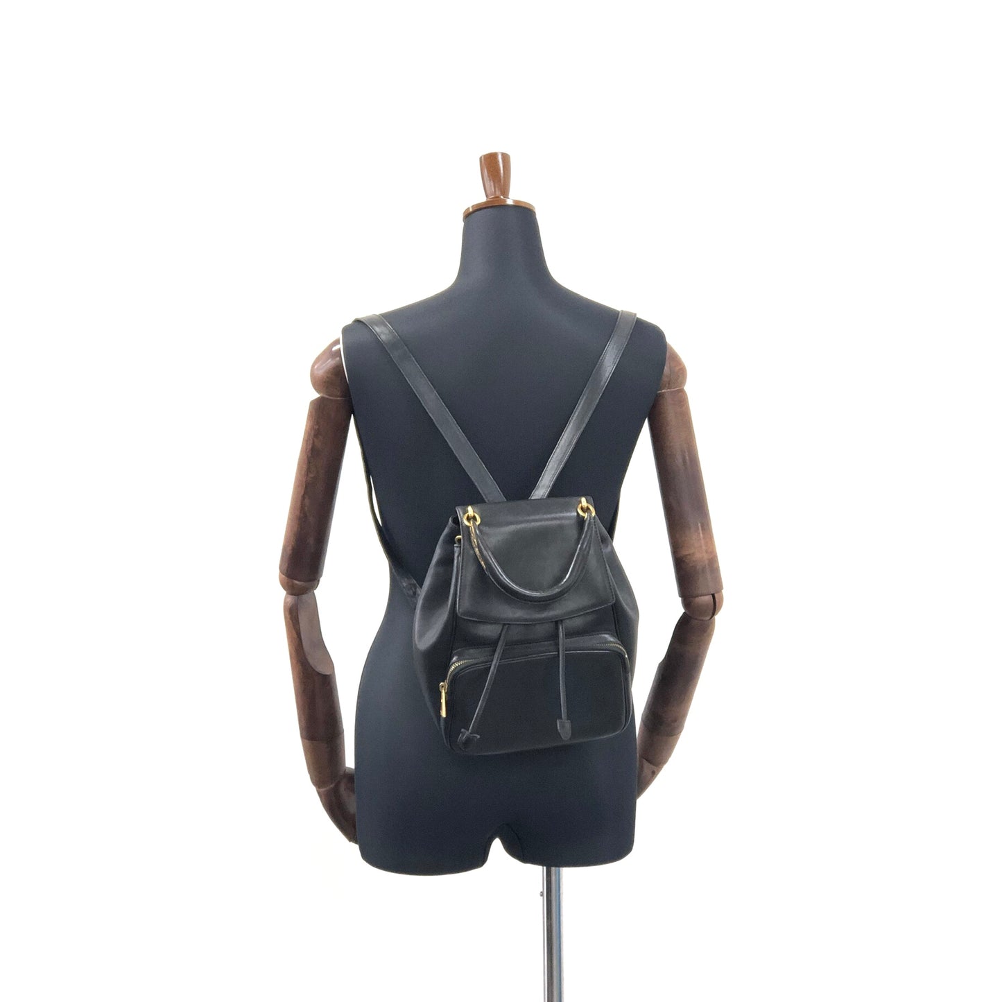 CELINE Starball Logo Leather Backpack Black Vintage jn25uf