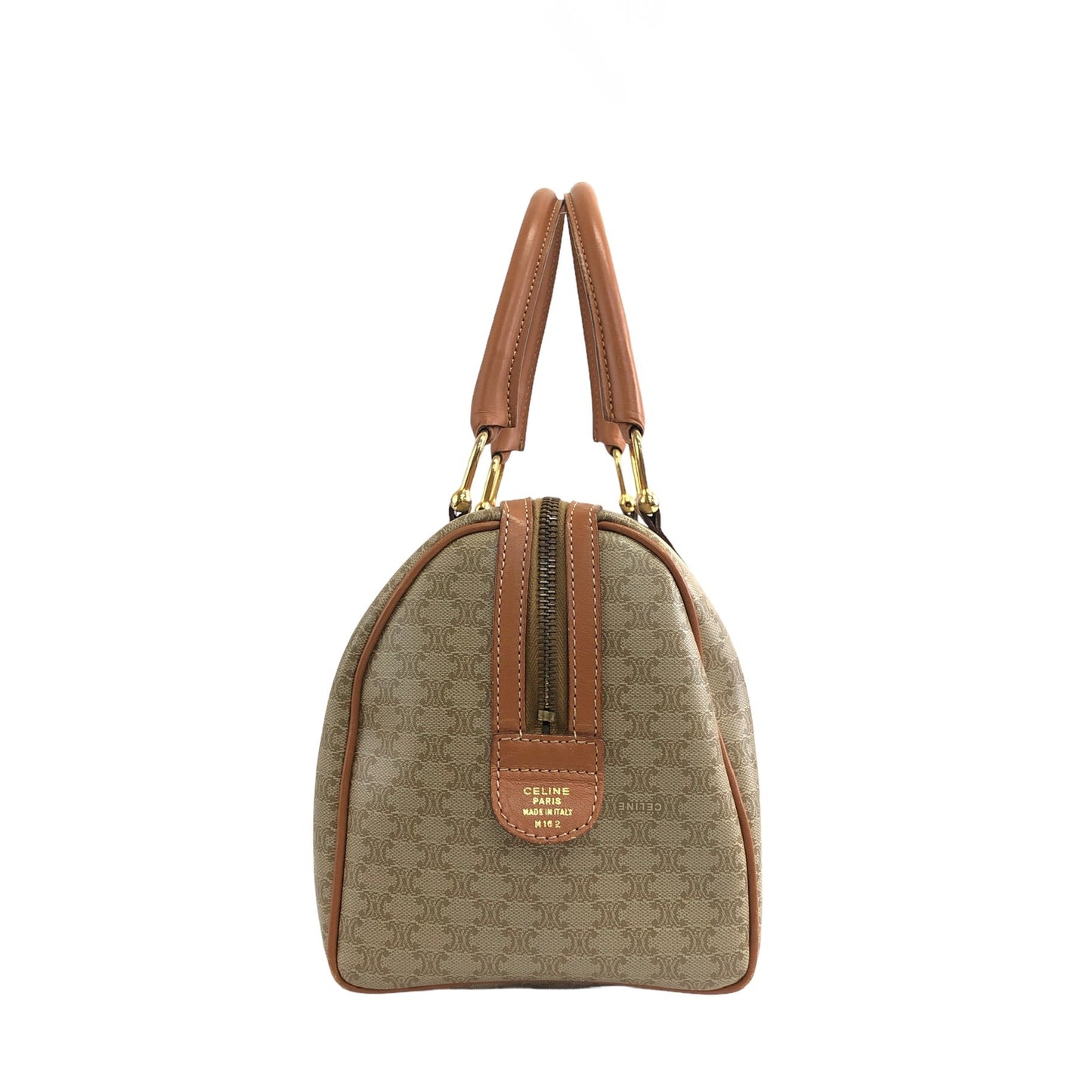 CELINE Macadam Blason Handbag Boston bag Beige Vintage 5s6c26