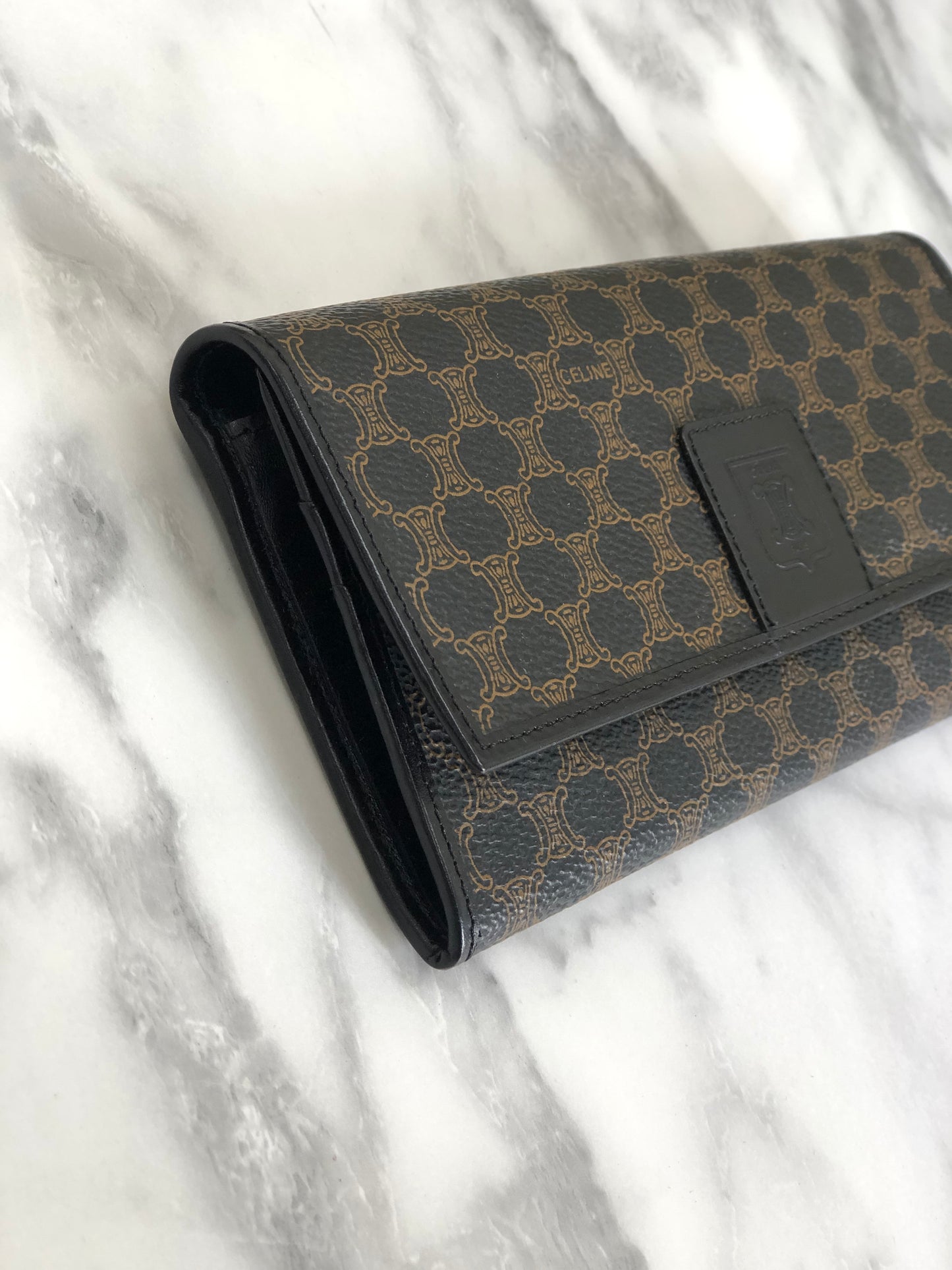 CELINE Macadam Blason Long Wallet Black Vintage 66c45f