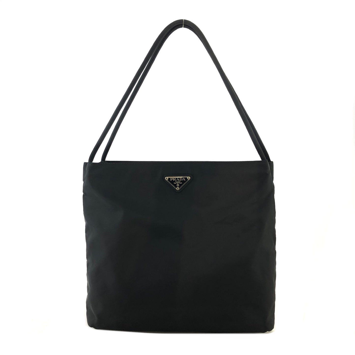 PRADA Triangle Logo Nylon Shoulder bag Totebag Black Vintage jg45ez