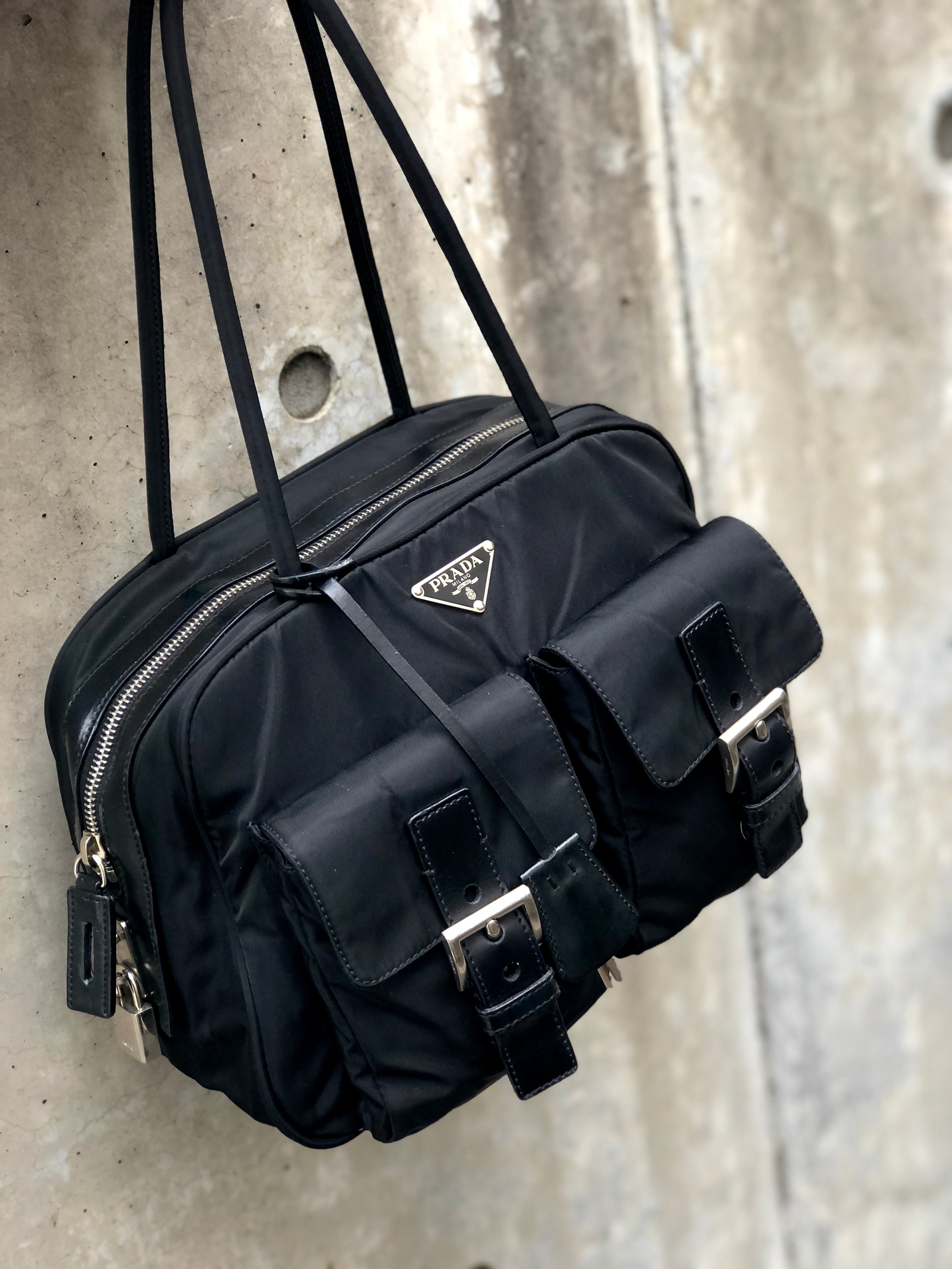 Prada PRADA Triangle Logo Shoulder Bag Nylon Black P11855 – NUIR VINTAGE