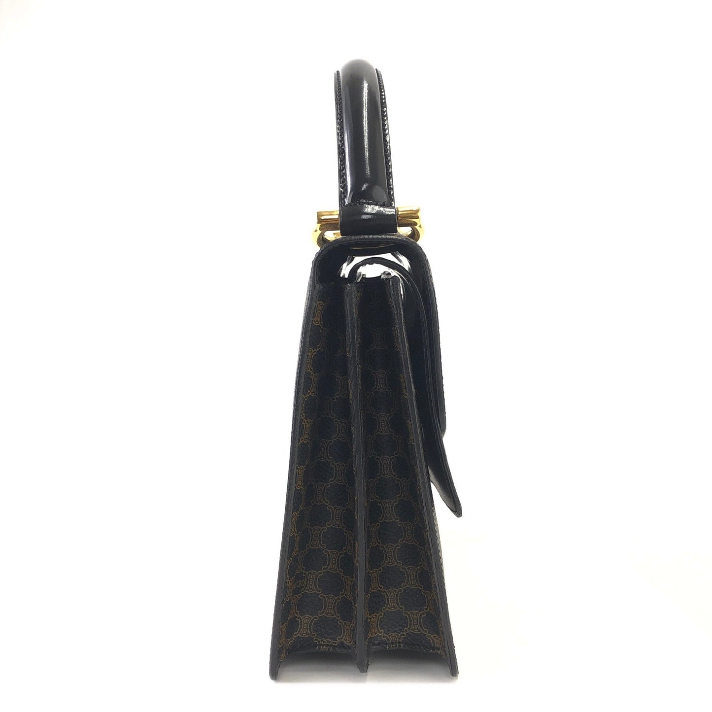 CELINE Macadam Gancini Double flap Tophandle Handbag Black Vintage Old CELINE wk3uhd