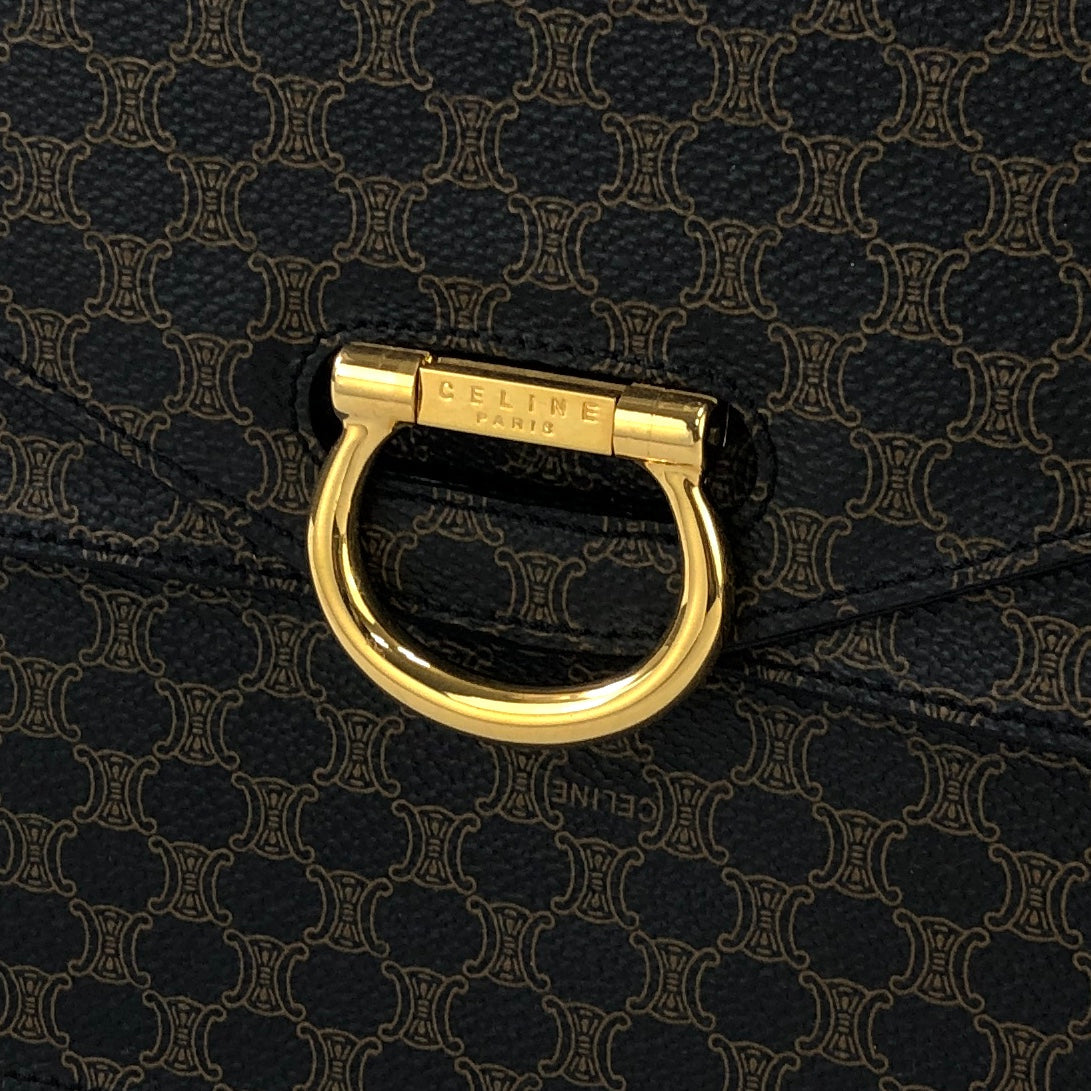 CELINE Macadam Gancini Double flap Tophandle Handbag Black Vintage Old CELINE wk3uhd