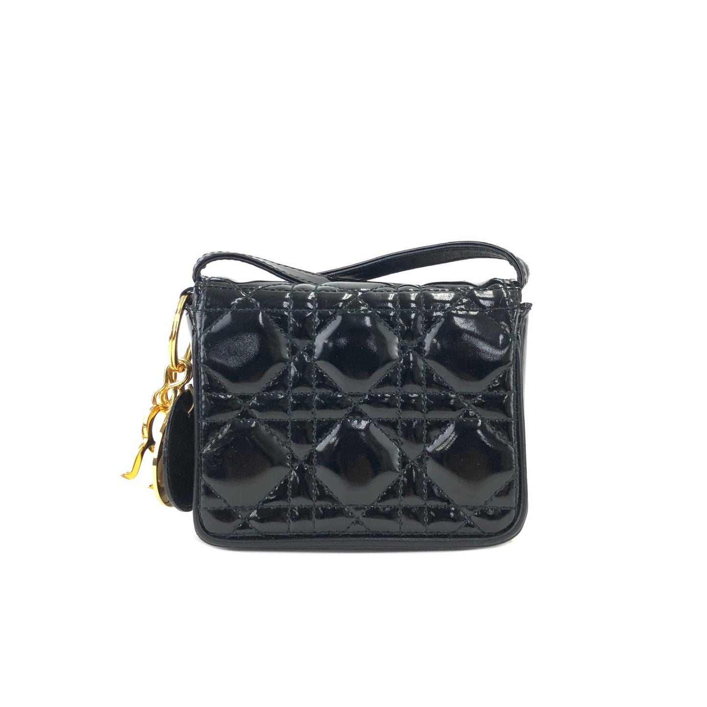 Christian Dior Cannage Lady Dior 漆皮斜背包 小單肩包 黑色 8xicb6