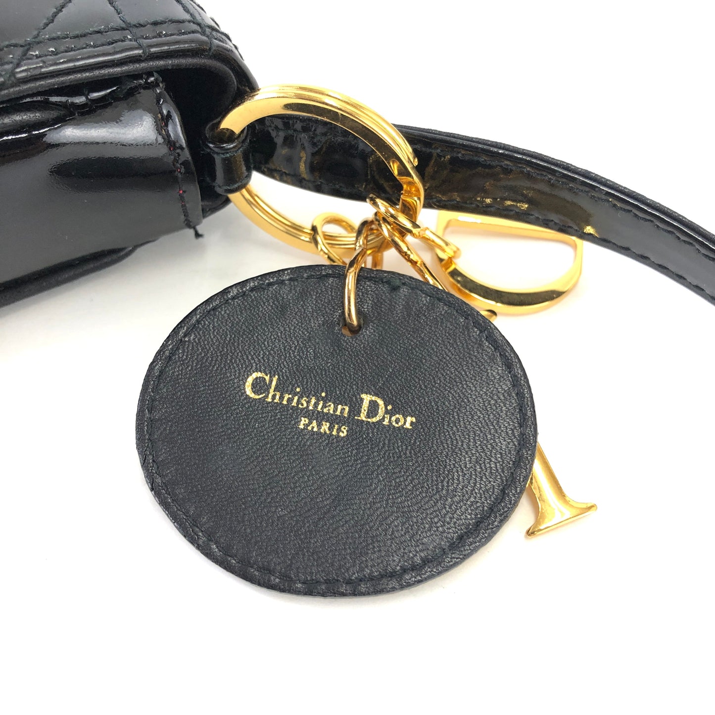 Christian Dior Cannage Lady Dior 漆皮斜背包 小單肩包 黑色 8xicb6