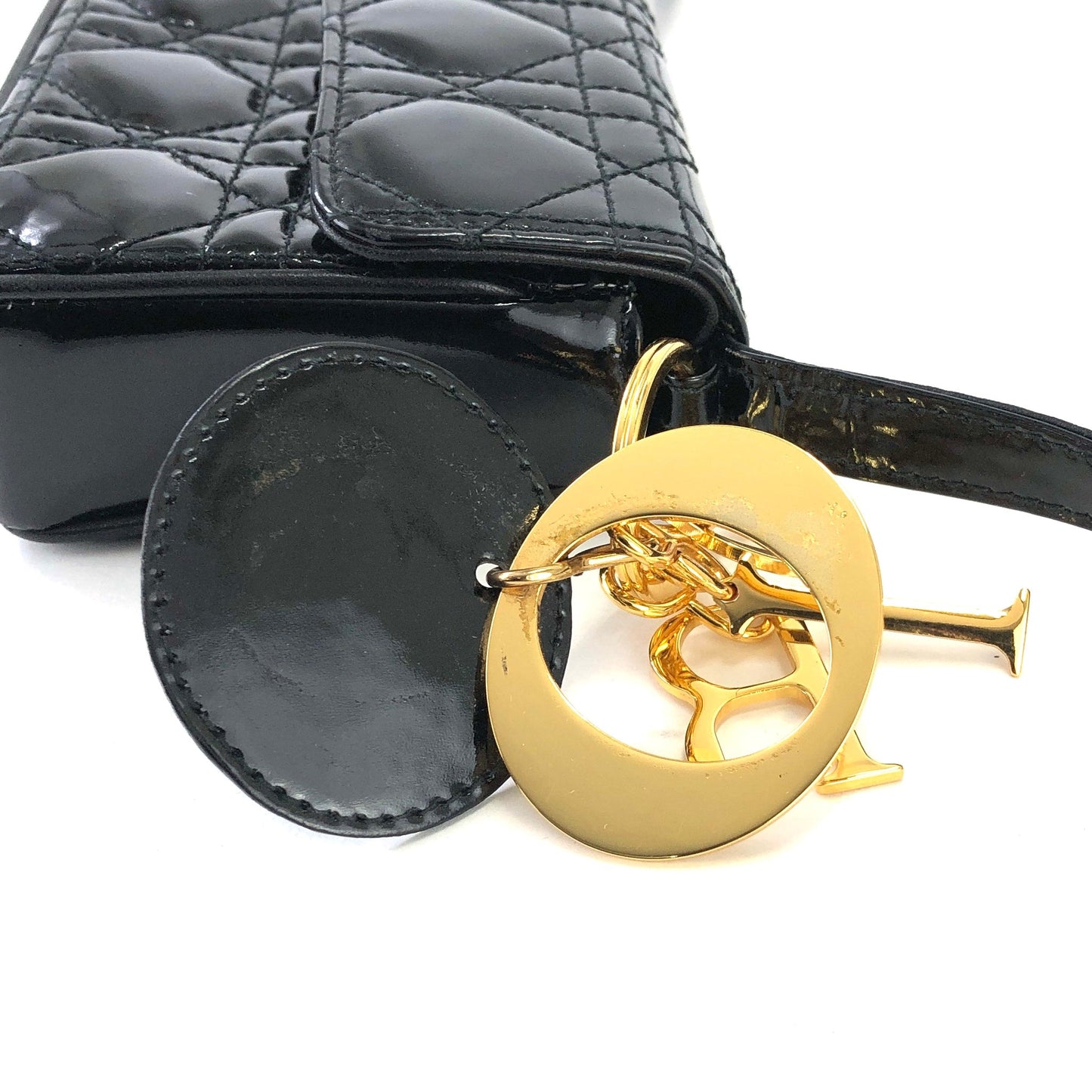 Christian Dior Cannage Lady Dior 漆皮斜背包 小單肩包 黑色 8xicb6