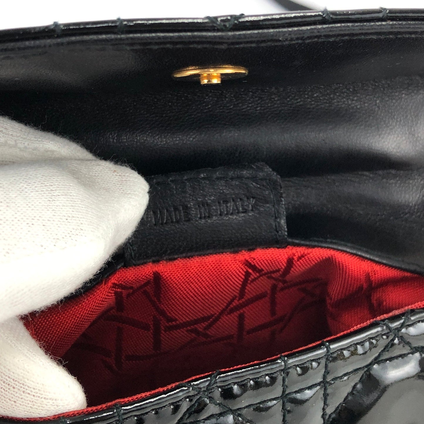 Christian Dior Cannage Lady Dior 漆皮斜背包 小單肩包 黑色 8xicb6