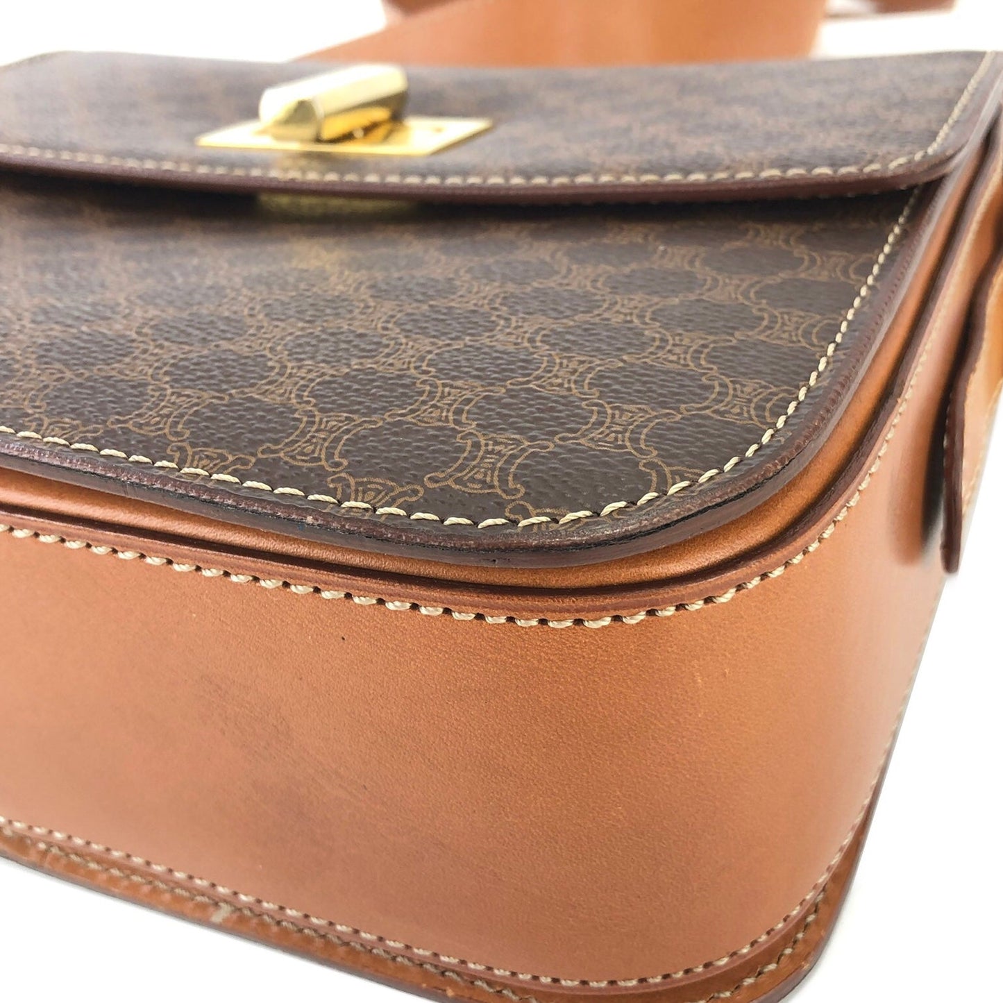 CELINE Macadam Turn lock Crossbody Shoulder bag Brown Vintage Old CELINE 3rrk6a
