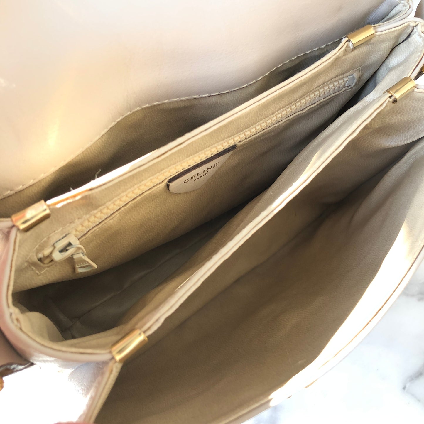 CELINE Triomphe 斜背包 象牙色 舊款 Celine Vintage cf6rxb