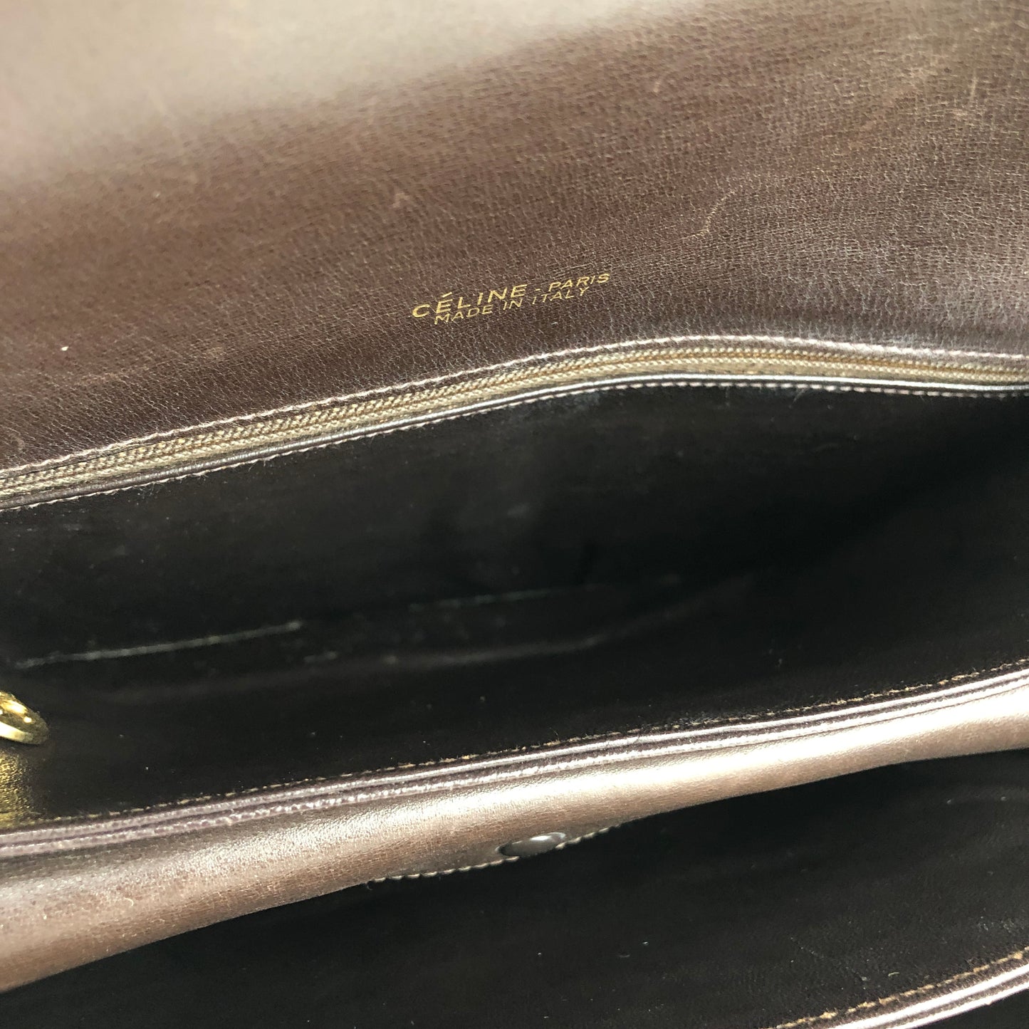 CELINE C Macadam Horse carriage Jacquard Shoulder bag Brown Vintage Old CELINE 5chm38