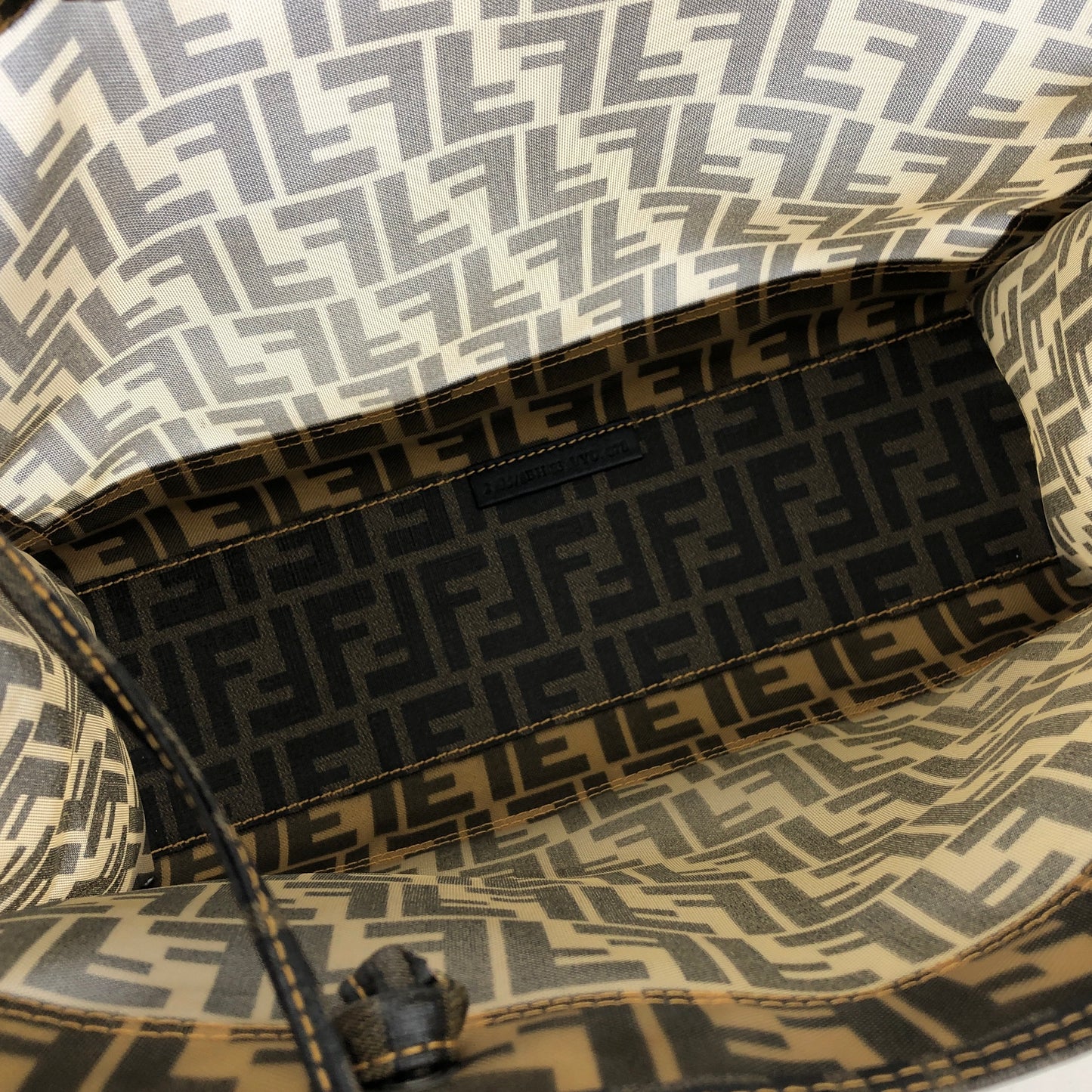 FENDI Zucca handbag tote bag square mesh pvc brown old vintage zemssz