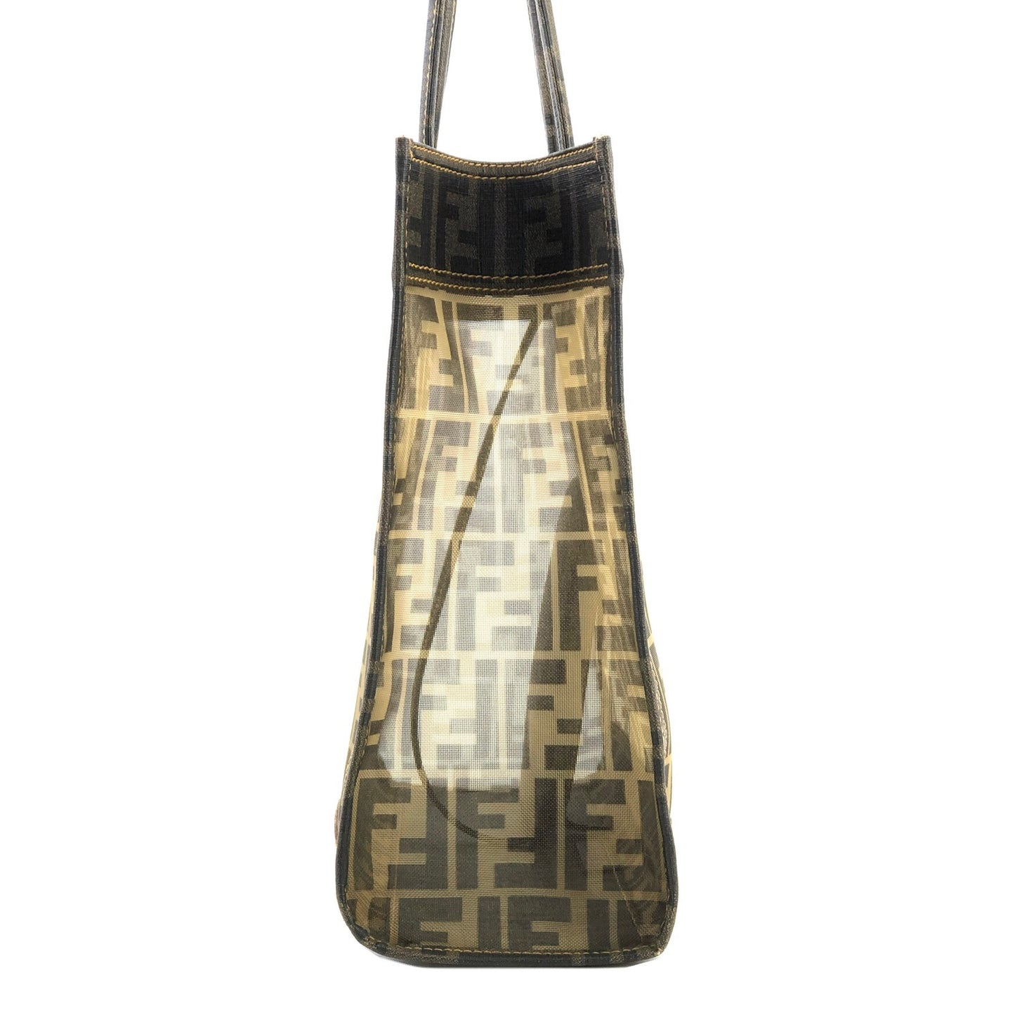 FENDI Zucca handbag tote bag square mesh pvc brown old vintage zemssz