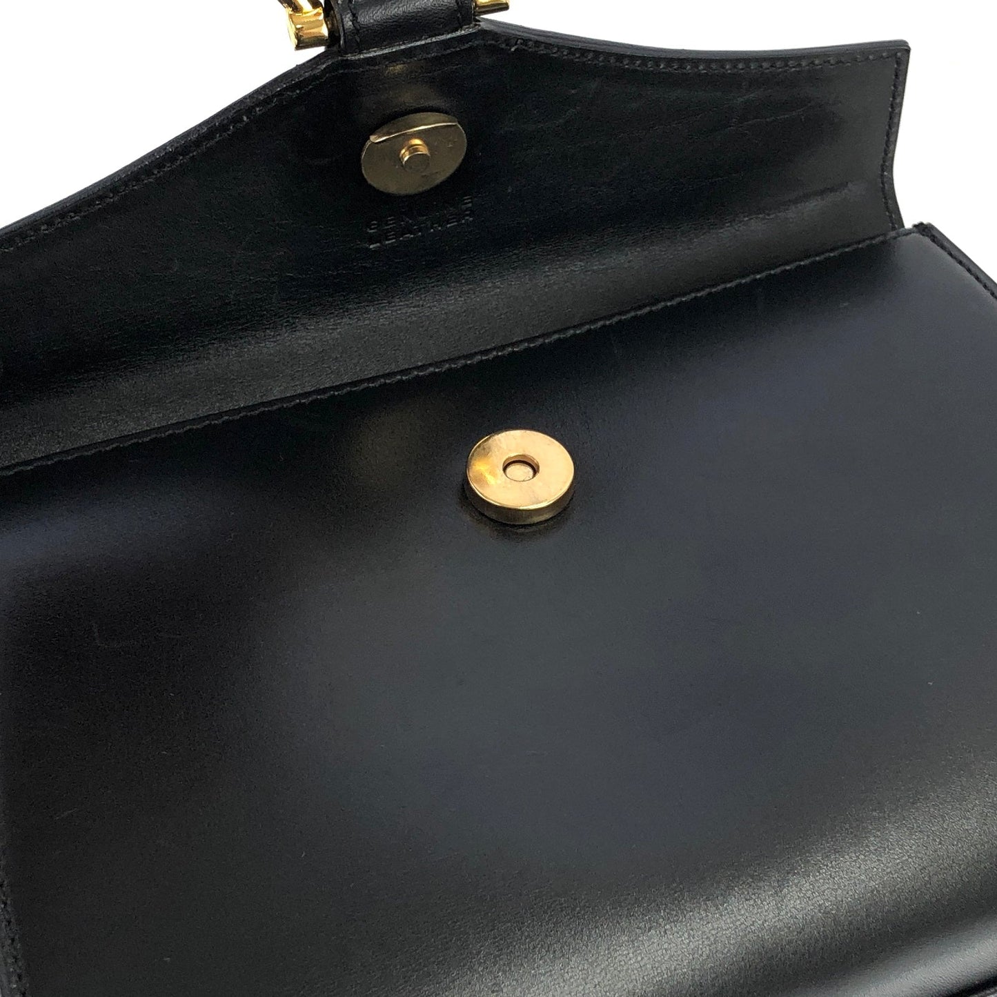 CELINE Horsebit Double face Handbag Shoulder bag Black Vintage Old Celine ainh7x