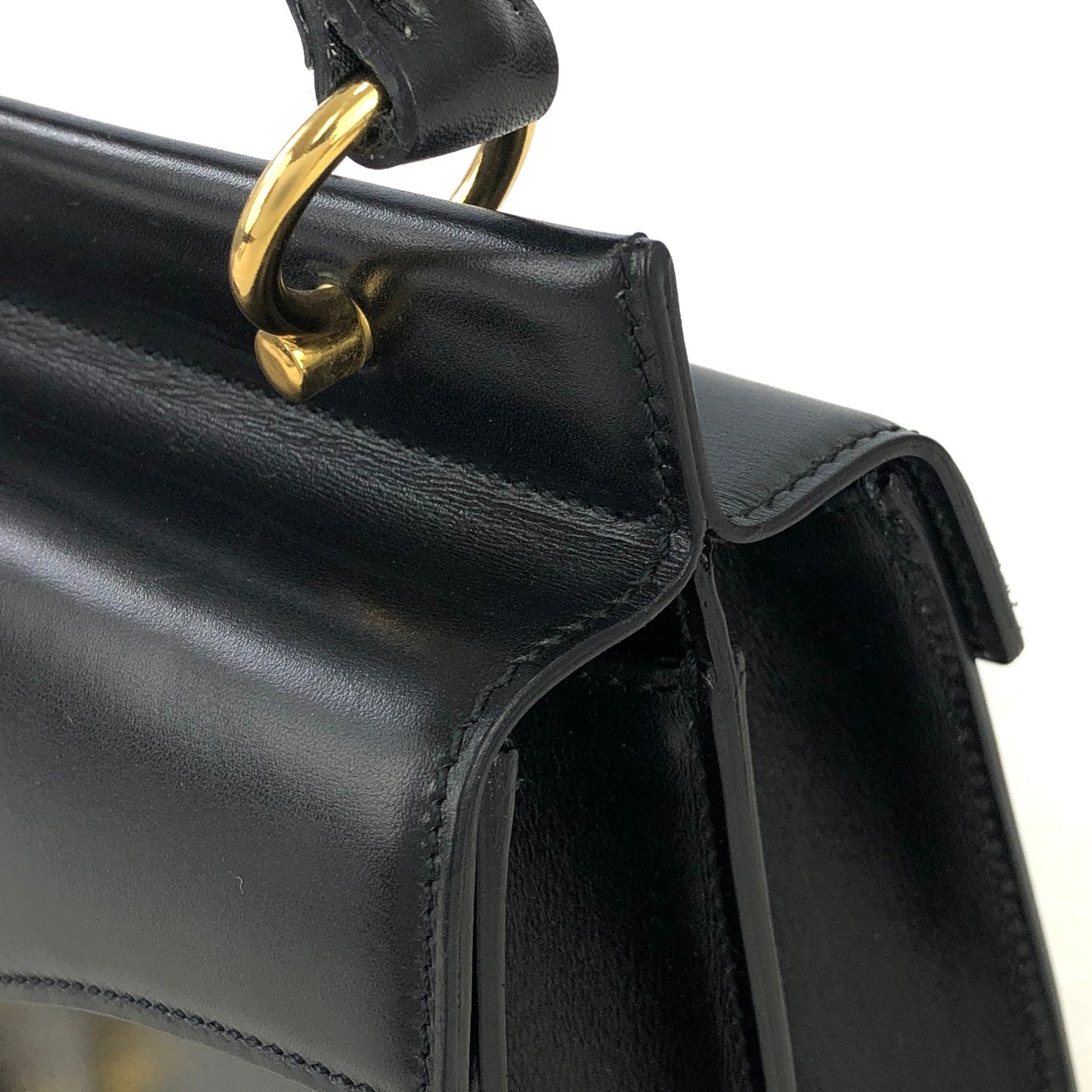 CELINE Horsebit Double face Handbag Shoulder bag Black Vintage Old Celine ainh7x